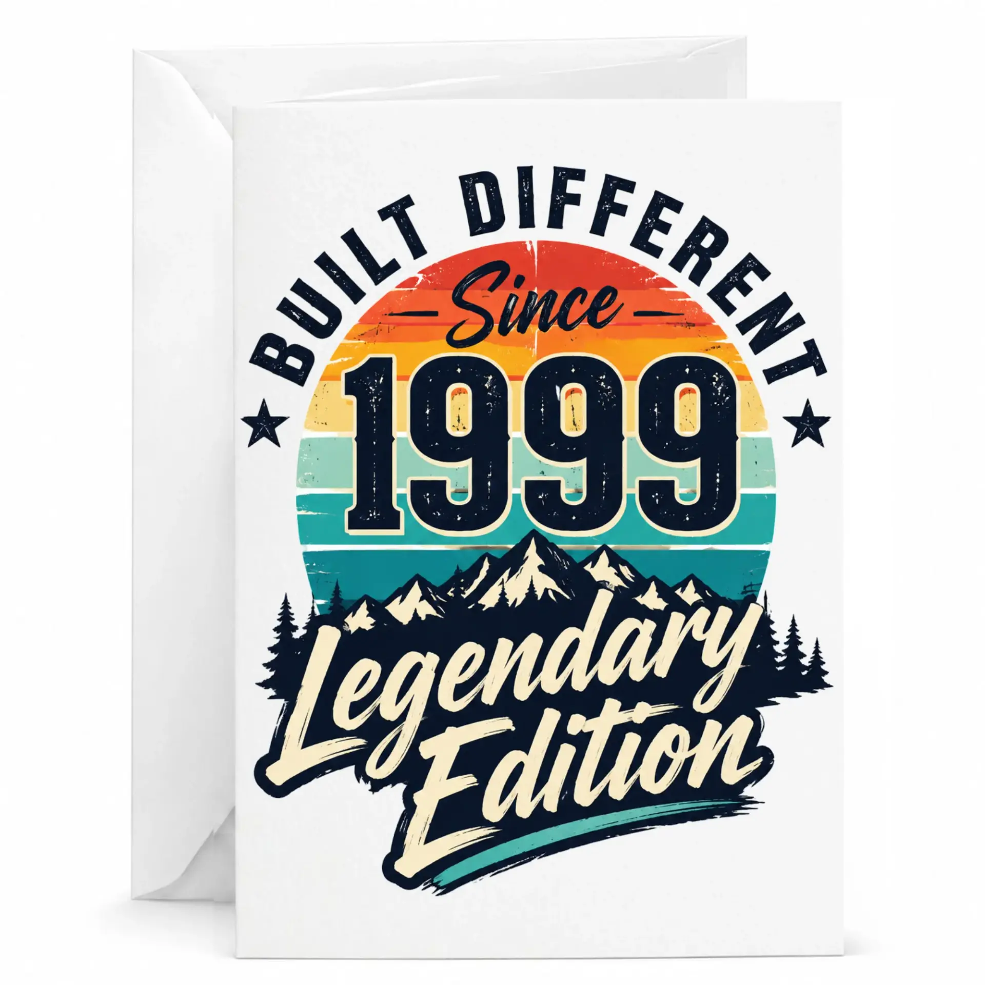 Birthday Card Built Different Since 1999 Legendary Edition Vintage Style Graphic Greeting Card for Milestone Celebration