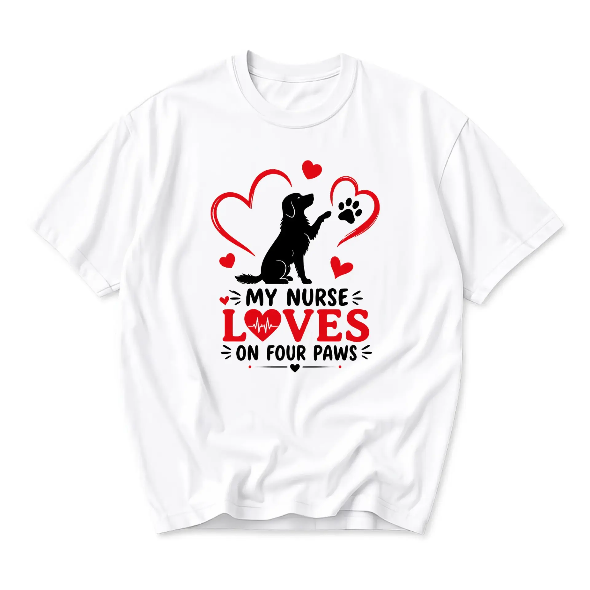 Graphic Tee My Nurse Loves on Four Paws Dog Lover Unisex Crew Neck T-Shirt Casual Everyday Apparel for Animal Fans