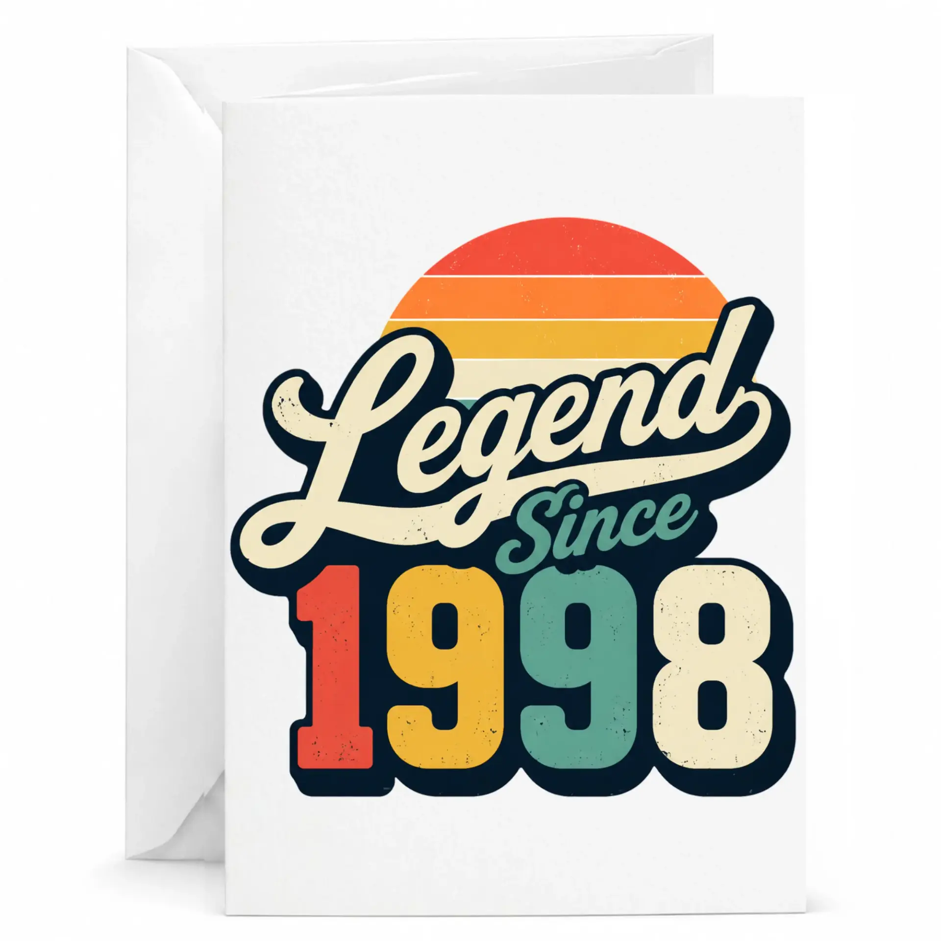 Birthday Card Legend Since 1998 Retro Vintage Style Greeting Card with White Envelope for Milestone Birthdays