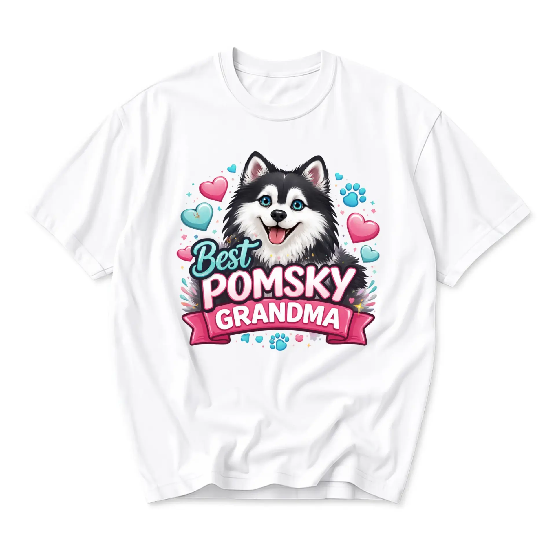 Graphic Tee Best Pomsky Grandma Dog Lover Unisex Casual Shirt Soft Cotton Crew Neck Everyday Apparel Gift for Owners