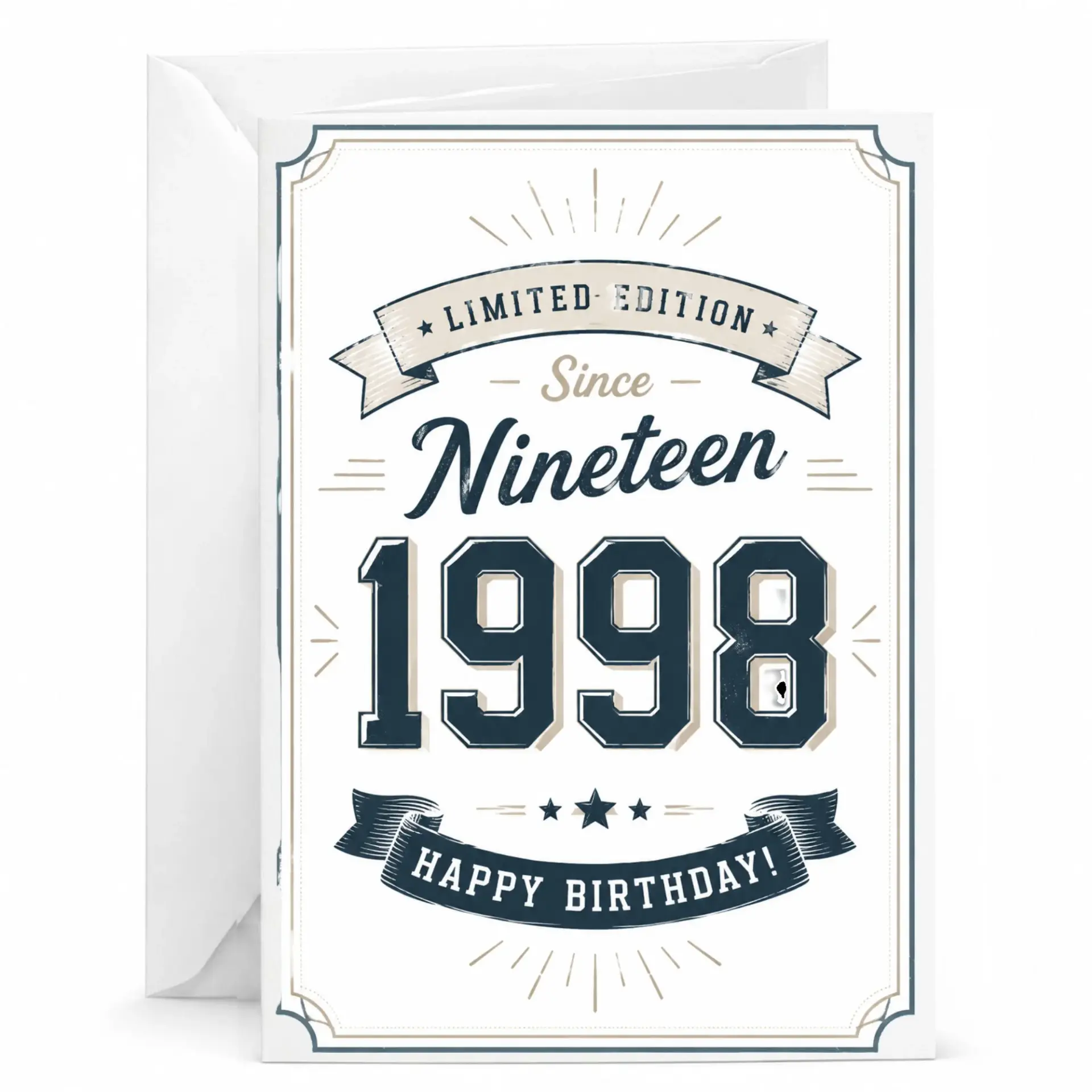 Birthday Card Limited Edition Since 1998 Vintage Style Greeting Card for Milestone Birthday Celebration 5x7 Inches