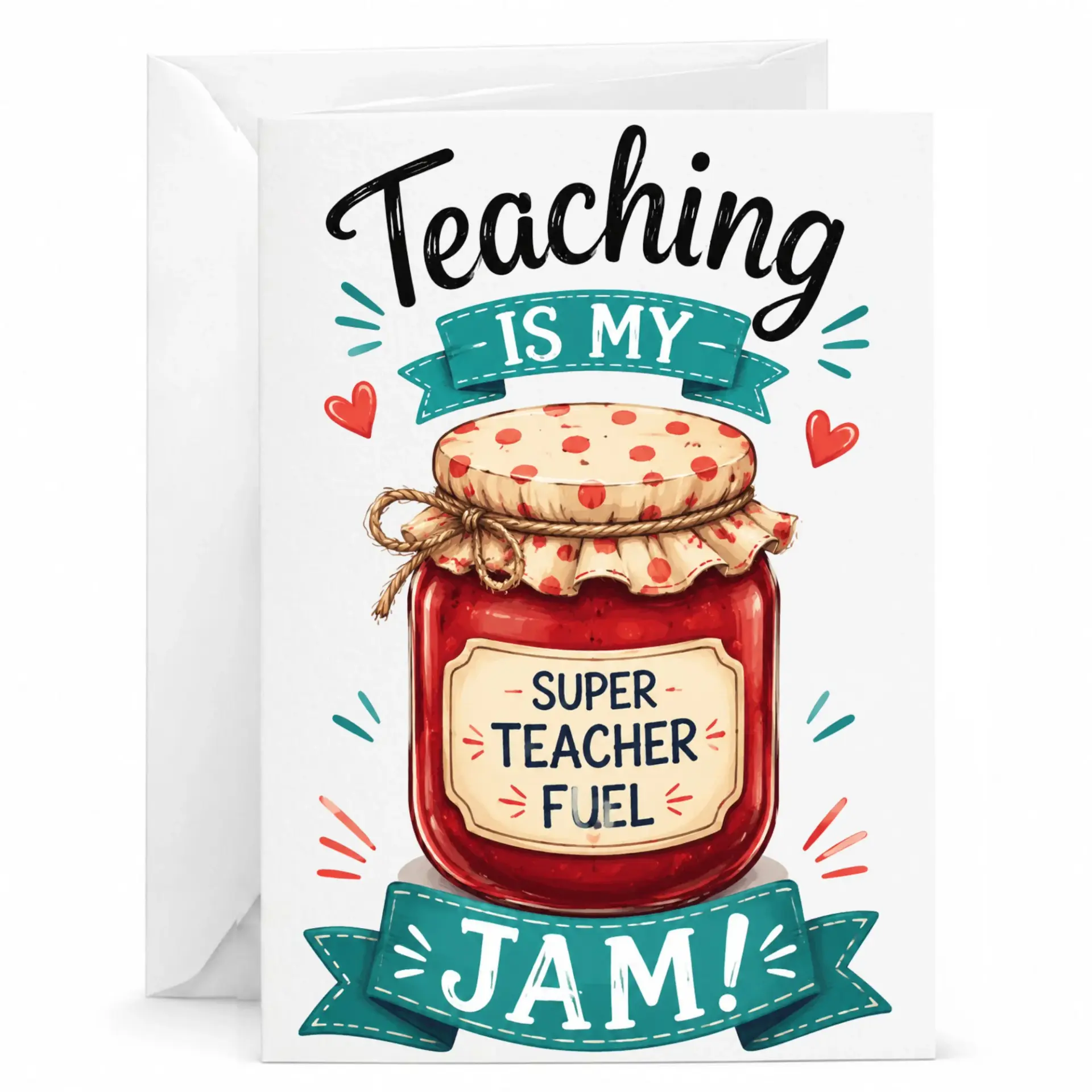 Funny Teacher Appreciation Greeting Card Featuring Jar Illustration for Educators and Mentors 5x7 Inches