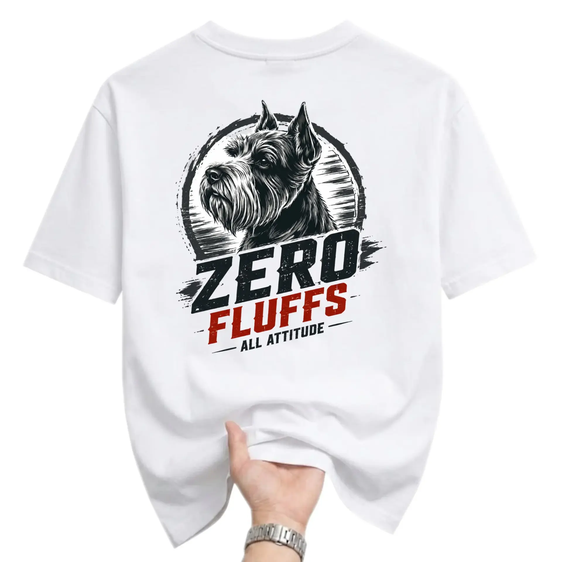 Graphic Tee Zero Fluffs All Attitude Schnauzer Dog Lover Unisex Casual Crew