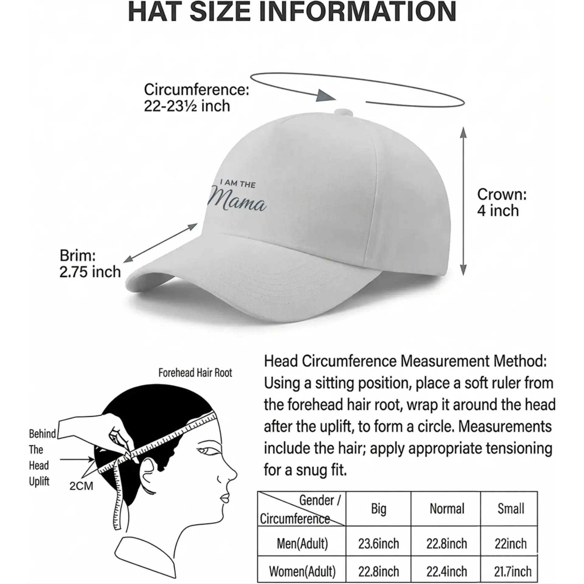 Baseball Cap I Am the Mama Graphic Dad Hat Adjustable Cotton Sport Hat for Casual Everyday Wear Sun Protection Accessory