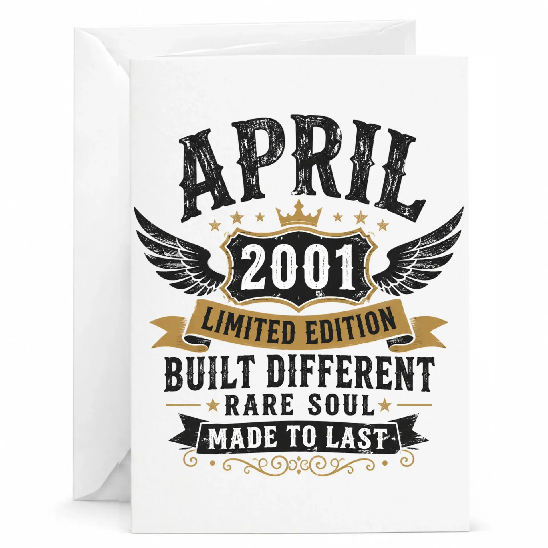 Birthday Greeting Card for April 2001 Limited Edition Vintage Style Milestone Celebration with Wing Emblem Design