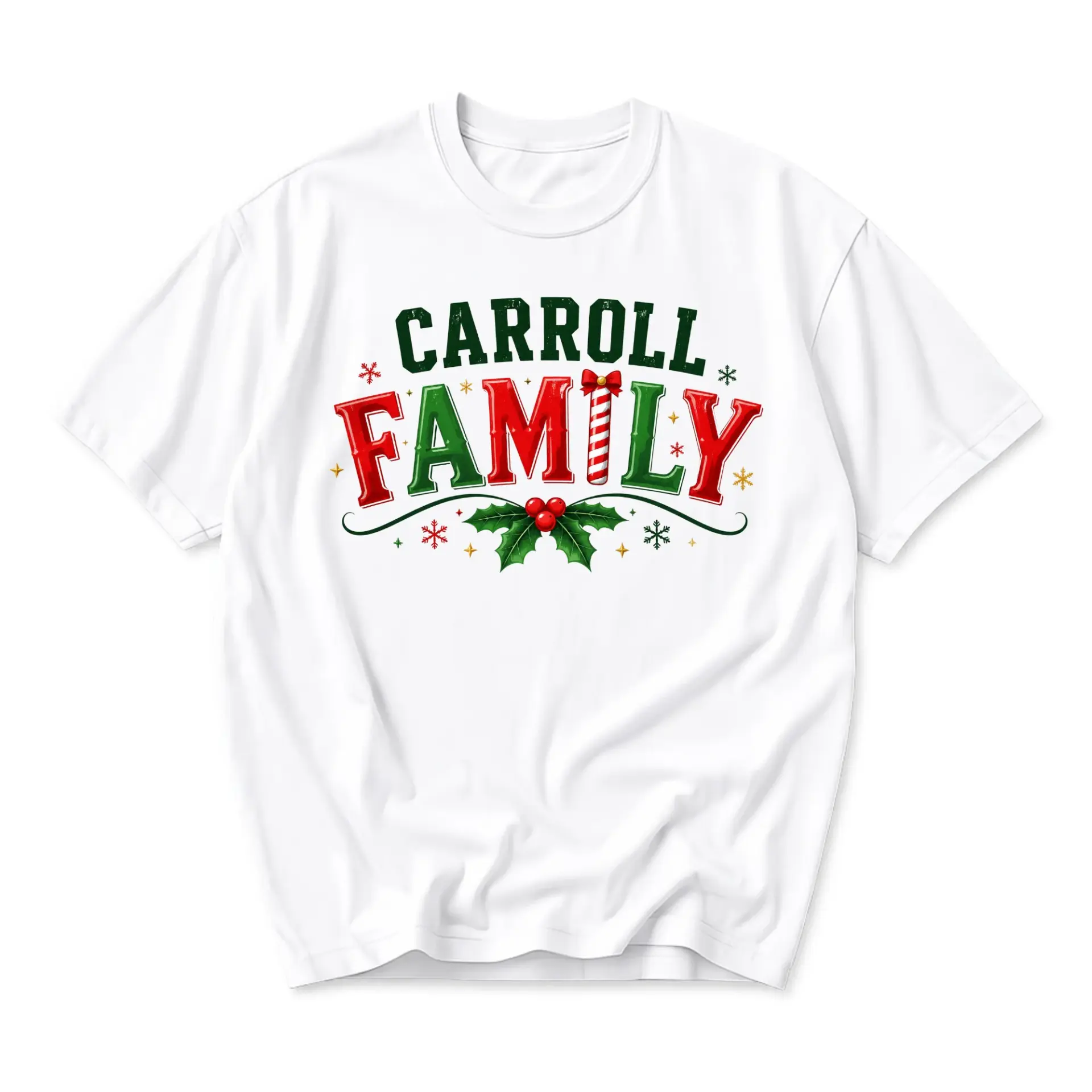 T-shirt Carroll Family Christmas Graphic Tee Festive Holiday Season Apparel Custom Name Personalized Celebration Top