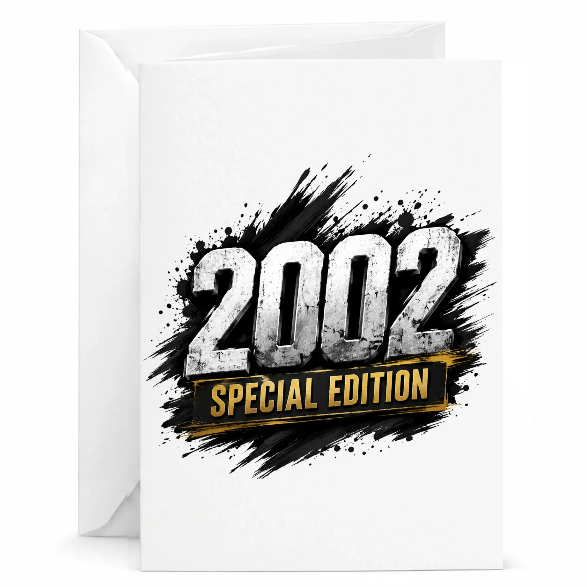 Birthday Greeting Card 2002 Special Edition Vintage Style Design Printed Note Card with White Envelope 5x7 Inches