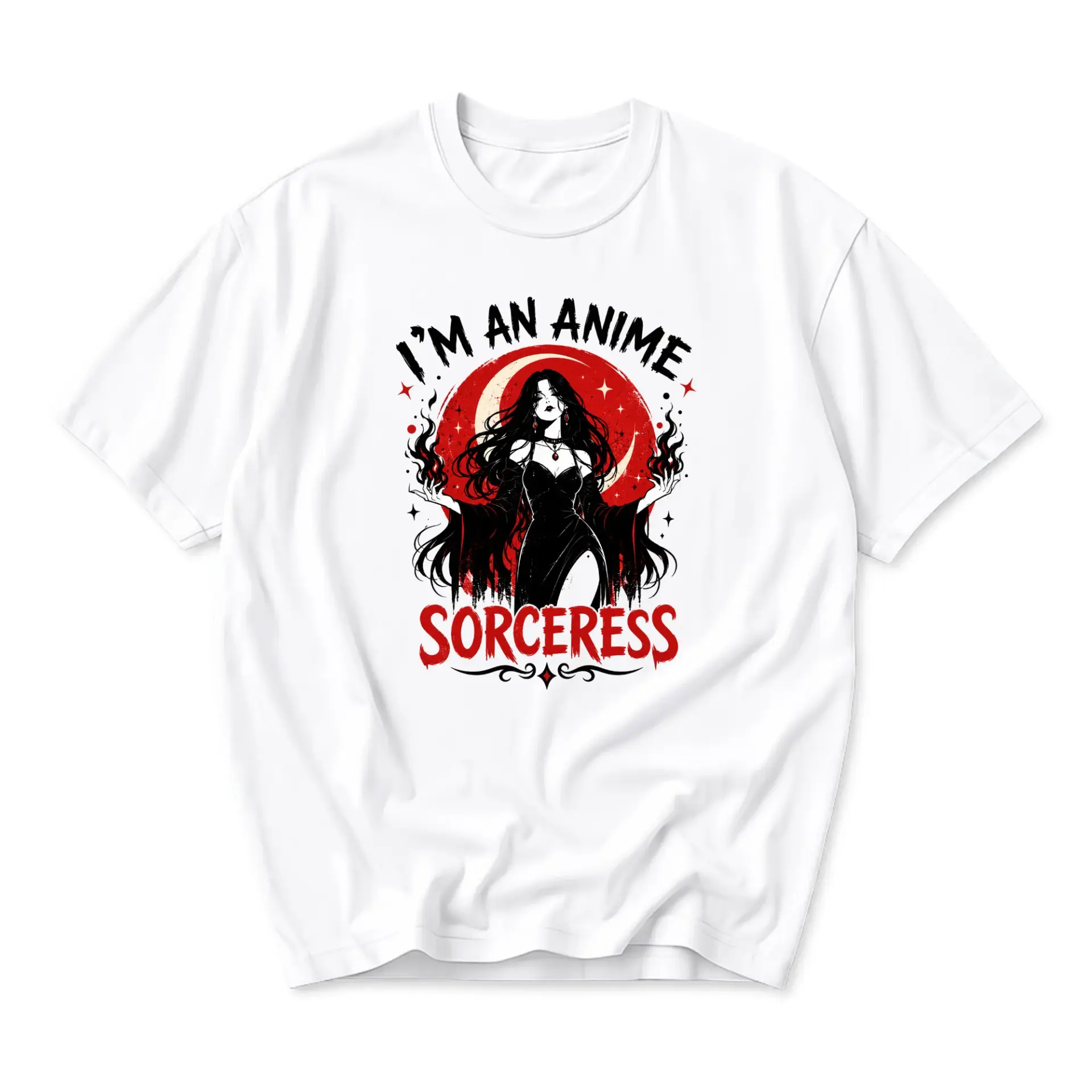 Graphic Tee Anime Sorceress Illustration Unisex Crew Neck Short Sleeve Casual Fashion Apparel for Everyday Wear