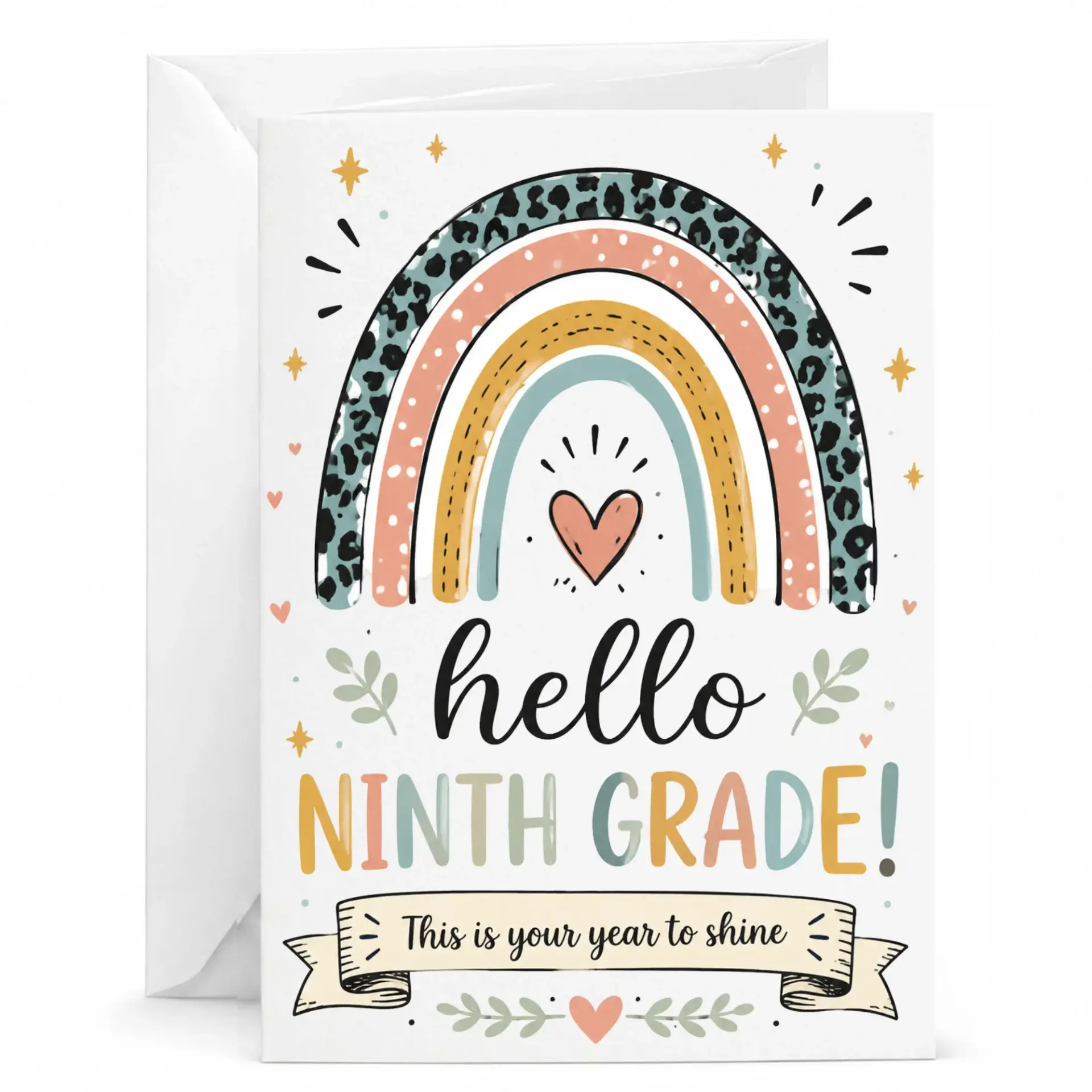 Greeting Card Hello Ninth Design for Academic Milestone and Encouragement with Envelope