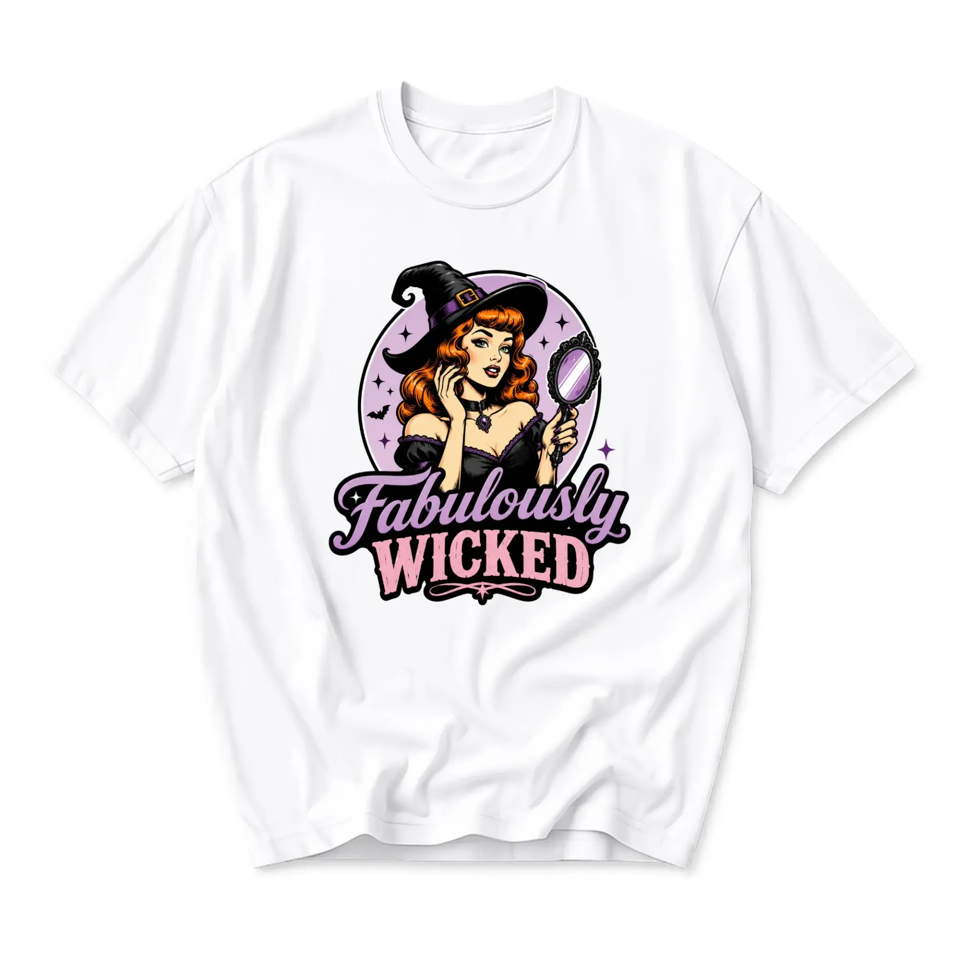 T-shirt Fabulously Wicked Witch Graphic Tee Casual Everyday Apparel Unisex Cotton Blend Crew Neck Short Sleeve Top