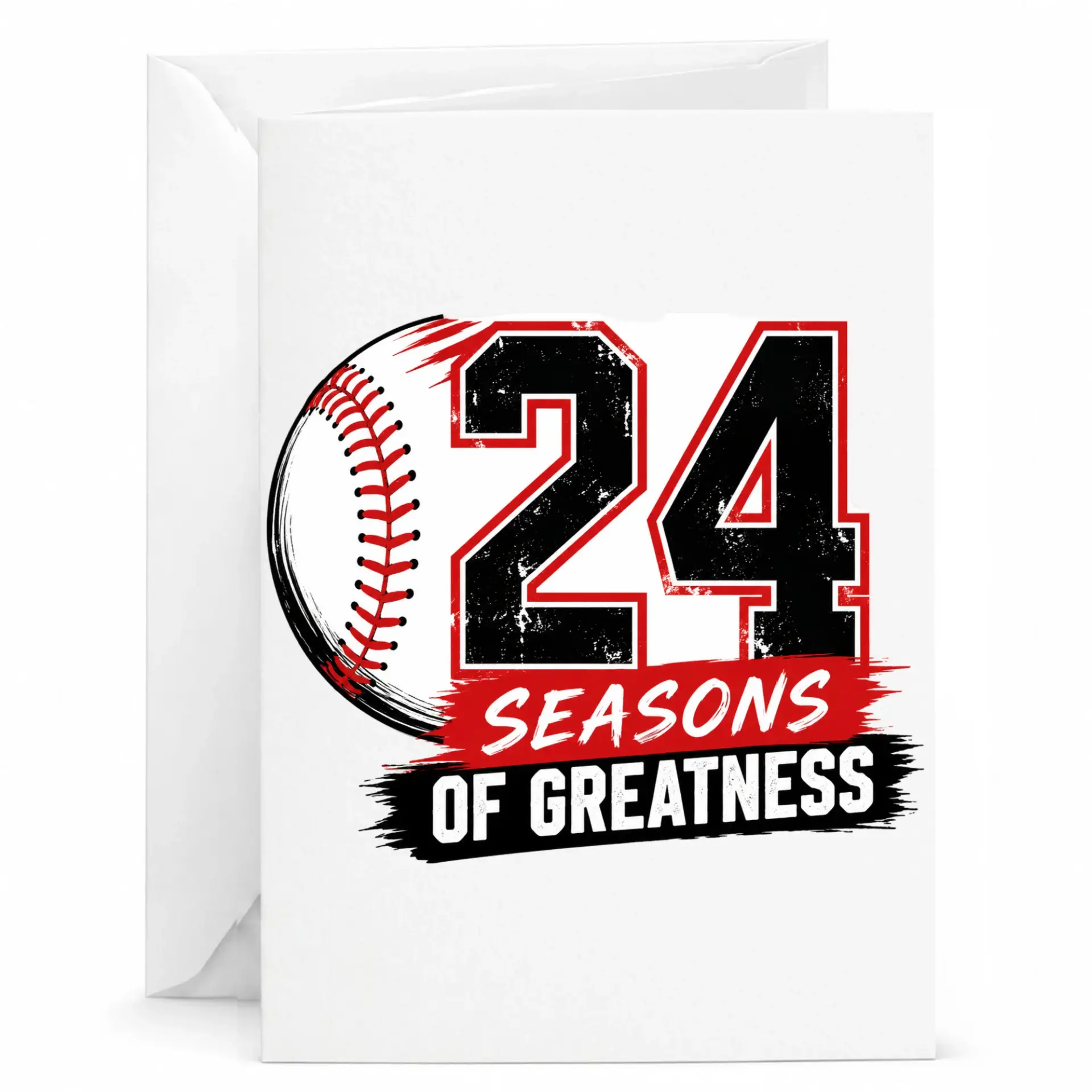 Greeting Card 24 Seasons of Greatness Baseball Theme Birthday Anniversary Congratulations Card for Sport Enthusiasts