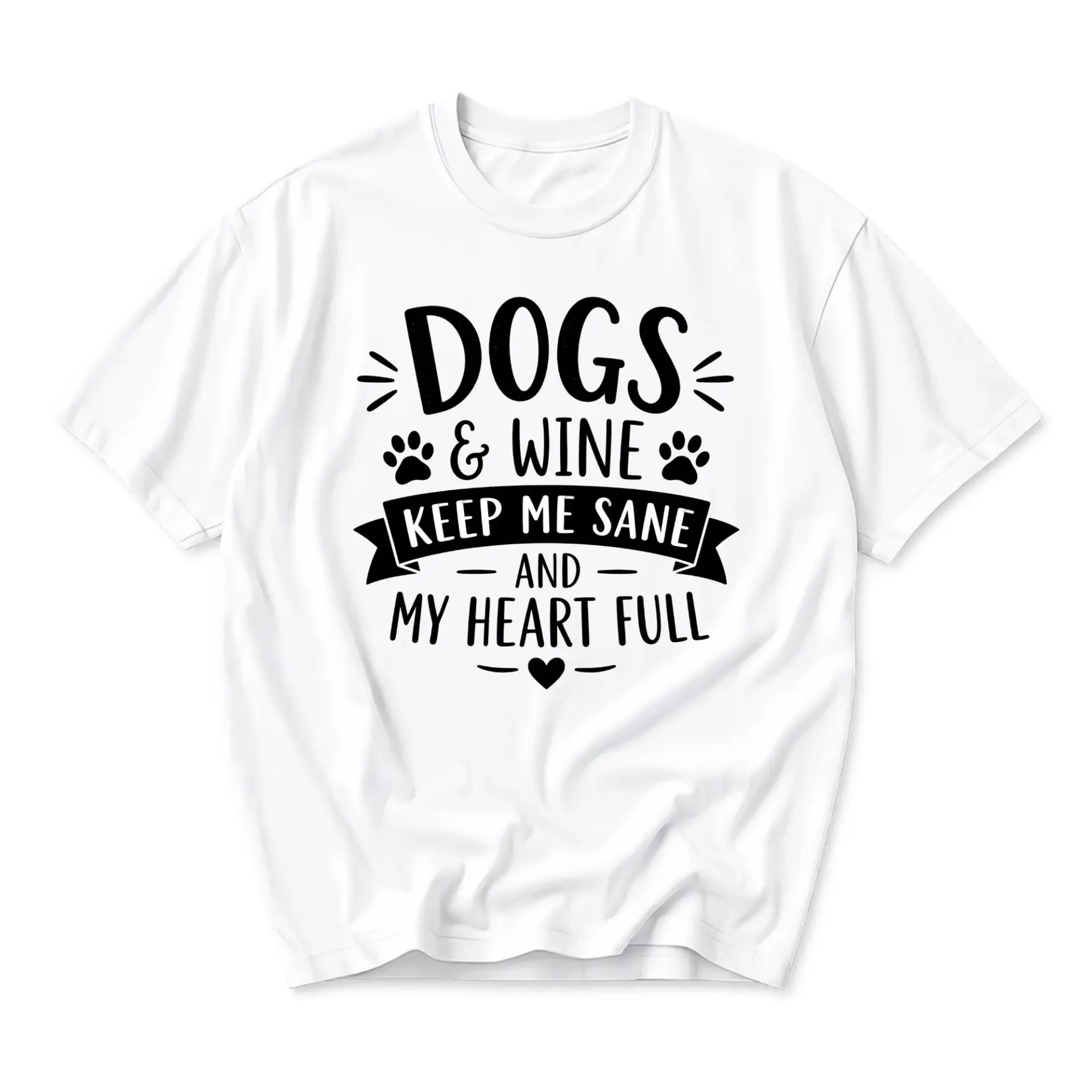 Graphic Tee and Wine Keep Me Sane My Heart Full Unisex Cotton Crew Neck