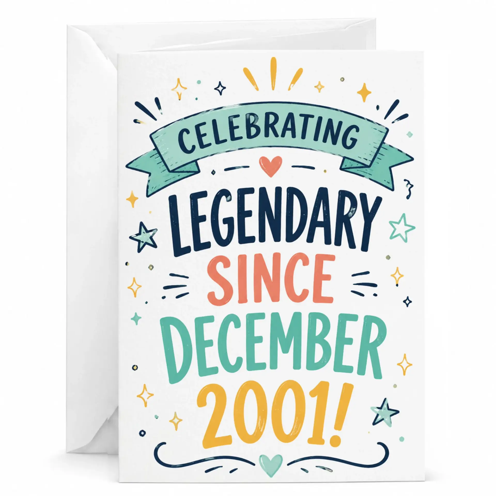 Birthday Card Celebrating Legendary Since December 2001 Greeting Card with Envelope for Milestone Birthday Celebration