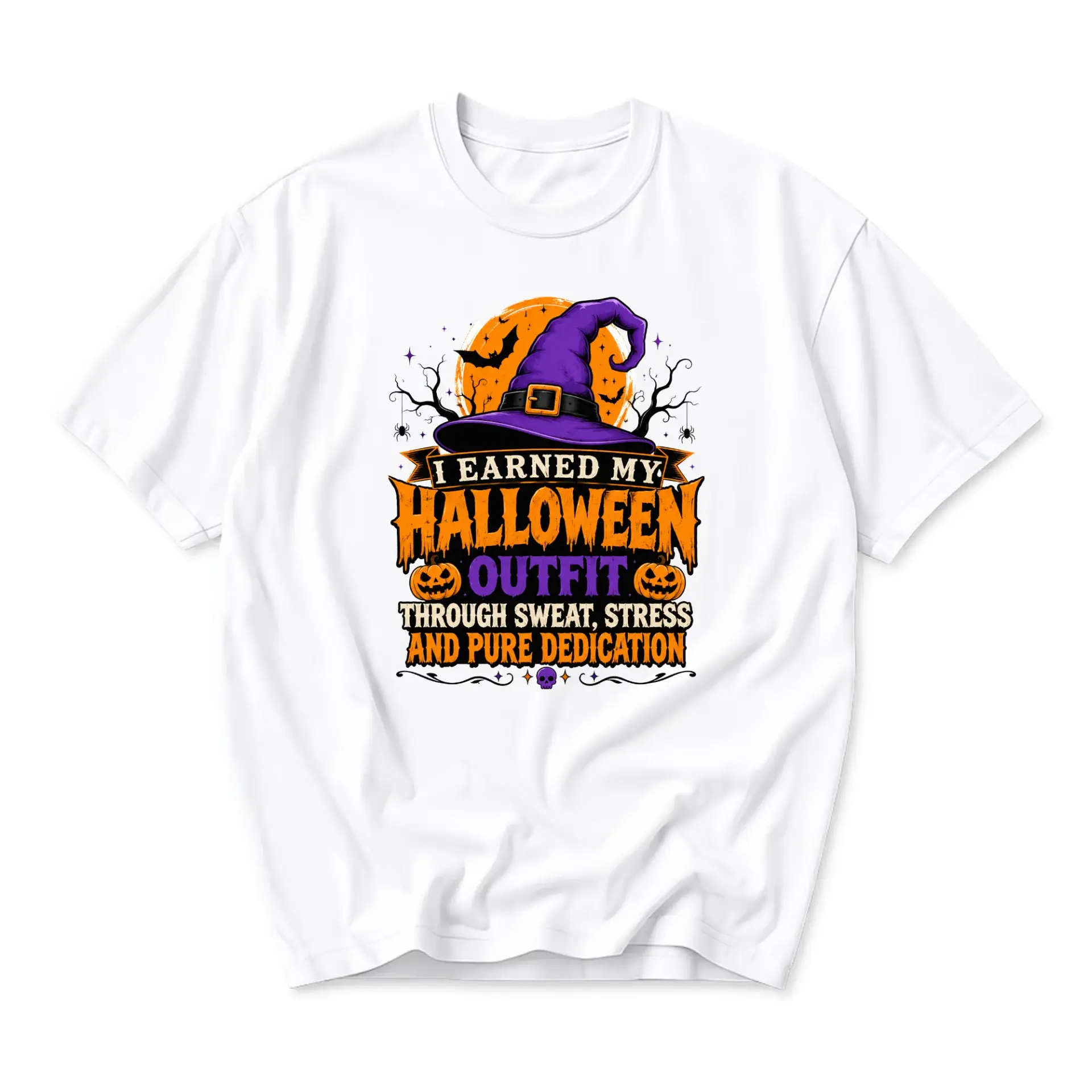 Graphic Tee I Earned My Halloween Outfit Funny Quote Shirt Unisex Crew Neck Apparel for Casual Wear and Holiday Fun