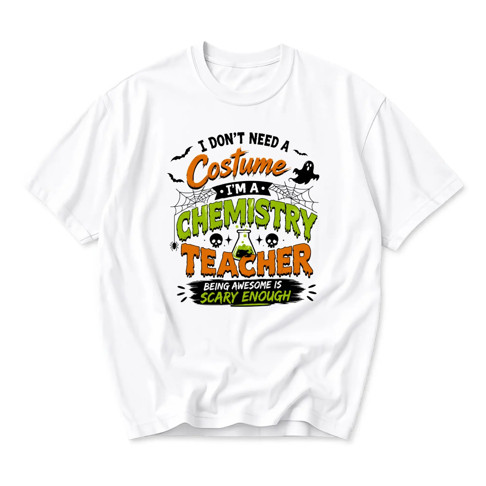 Funny Shirt Chemistry Teacher Halloween Costume Graphic Tee Casual Unisex Crew Neck Short Sleeve Cotton Blend Top