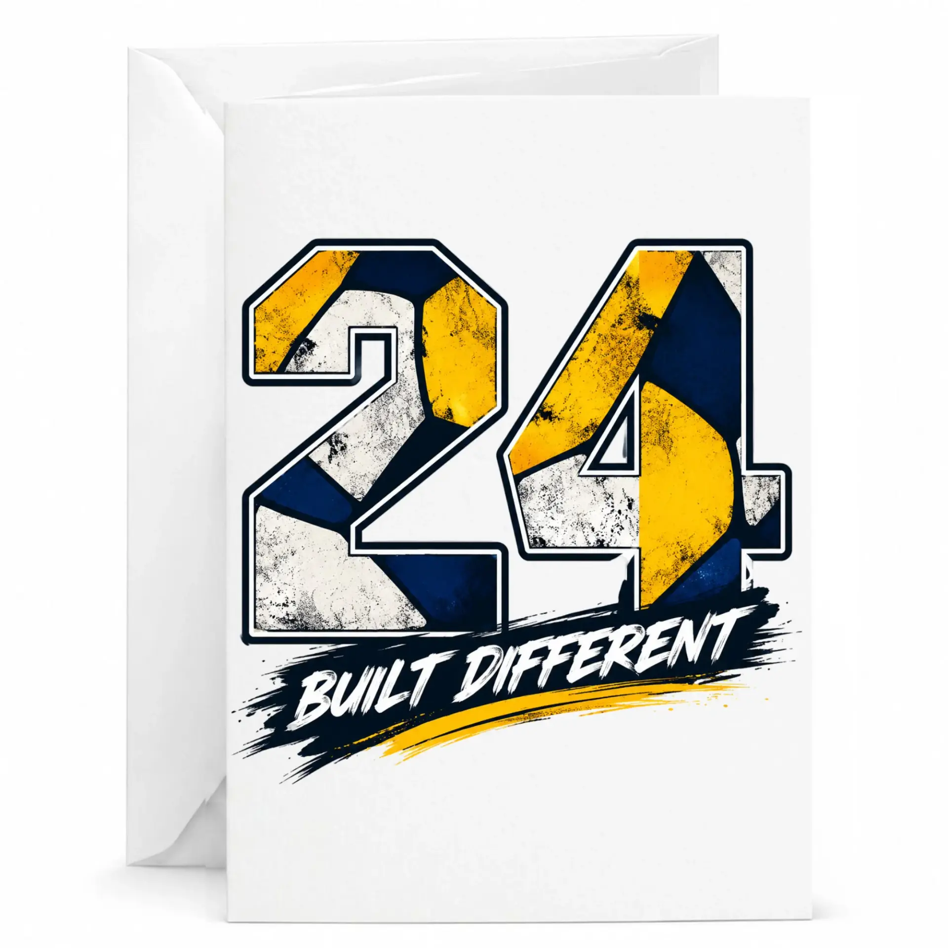 Greeting Card 24 Built Different Sports Inspired Athletic Birthday Celebration Stationery with Matching White Envelope