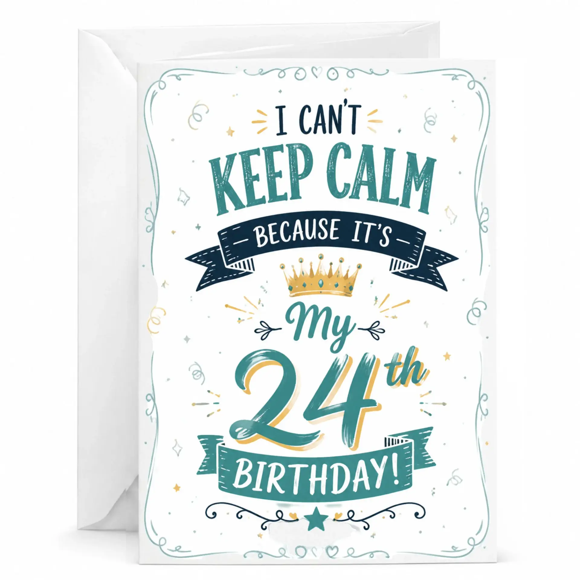 Birthday Card Funny I Cant Keep Calm 24th Birthday Greeting Card for Milestone Celebration with Matching Envelope