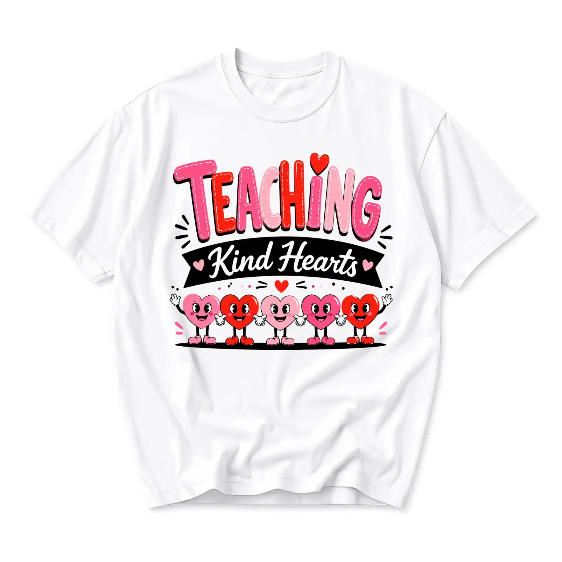 Graphic Tee Teaching Kind Hearts Shirt Unisex Crew Neck Short Sleeve Top for Casual Everyday Wear Soft Cotton Blend