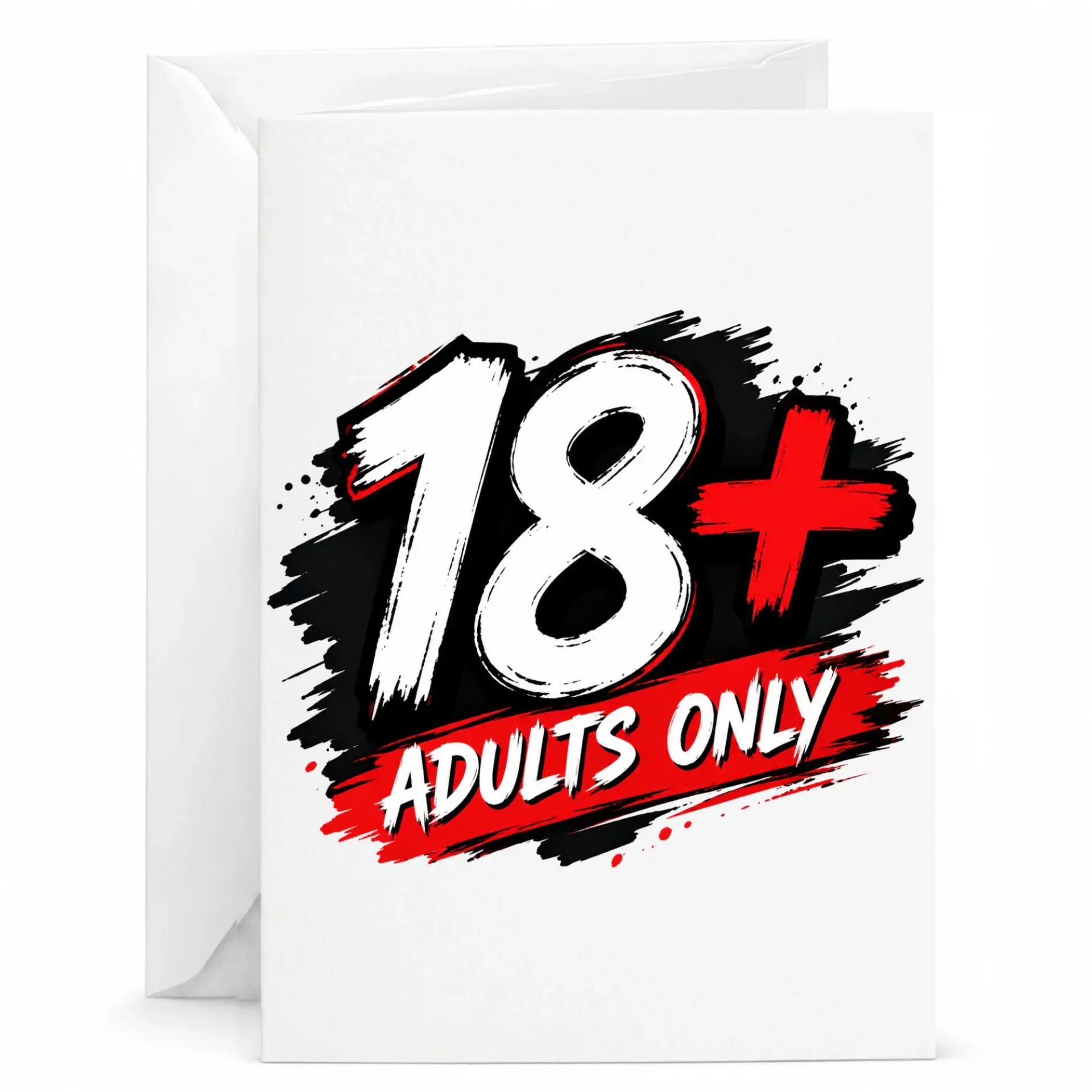 Funny Birthday Card 18+ Adults Only Greeting Card for Milestone Celebration Featuring Bold Grunge Style Artwork