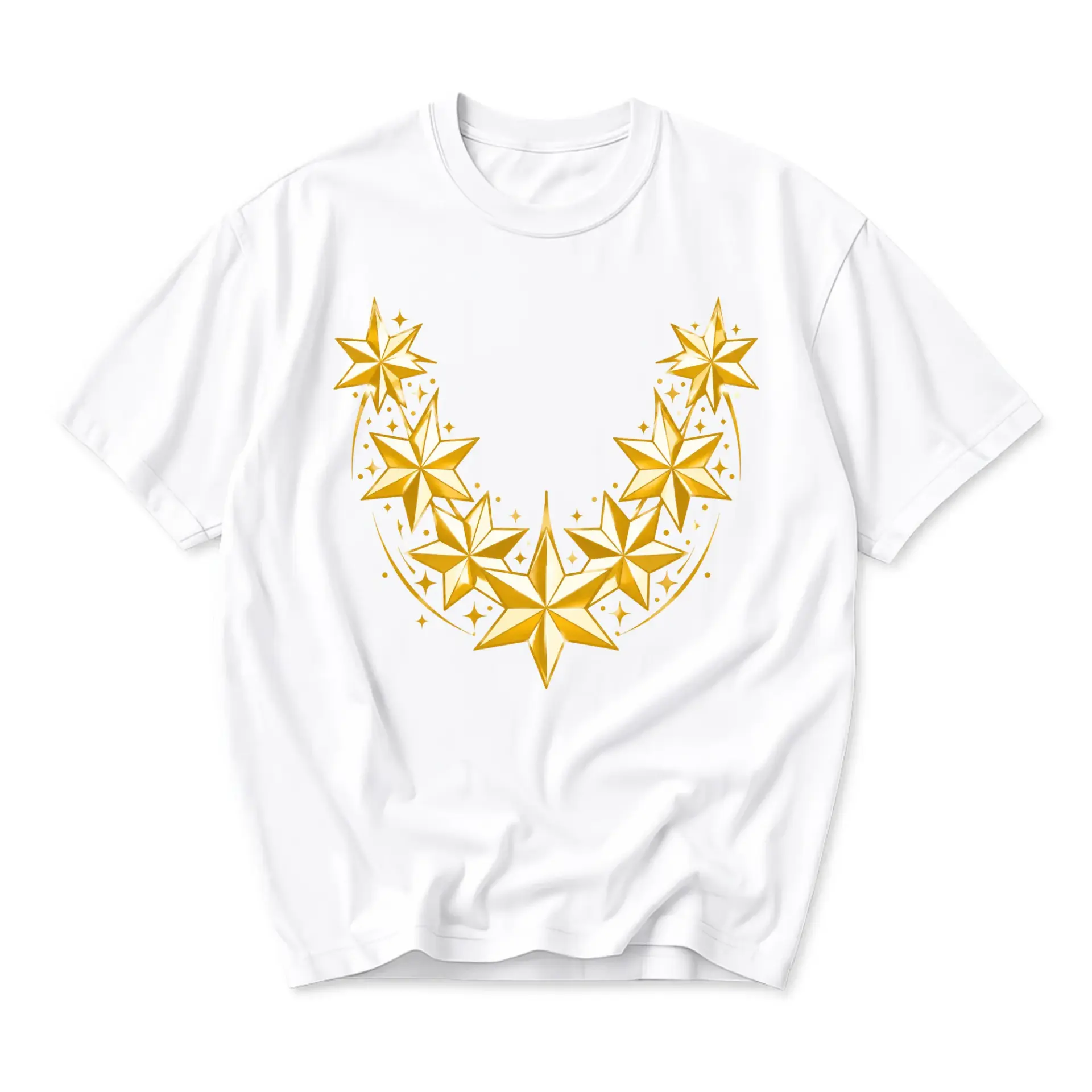 Graphic Tee Unisex Crew Neck Short Sleeve Shirt Featuring Elegant Golden