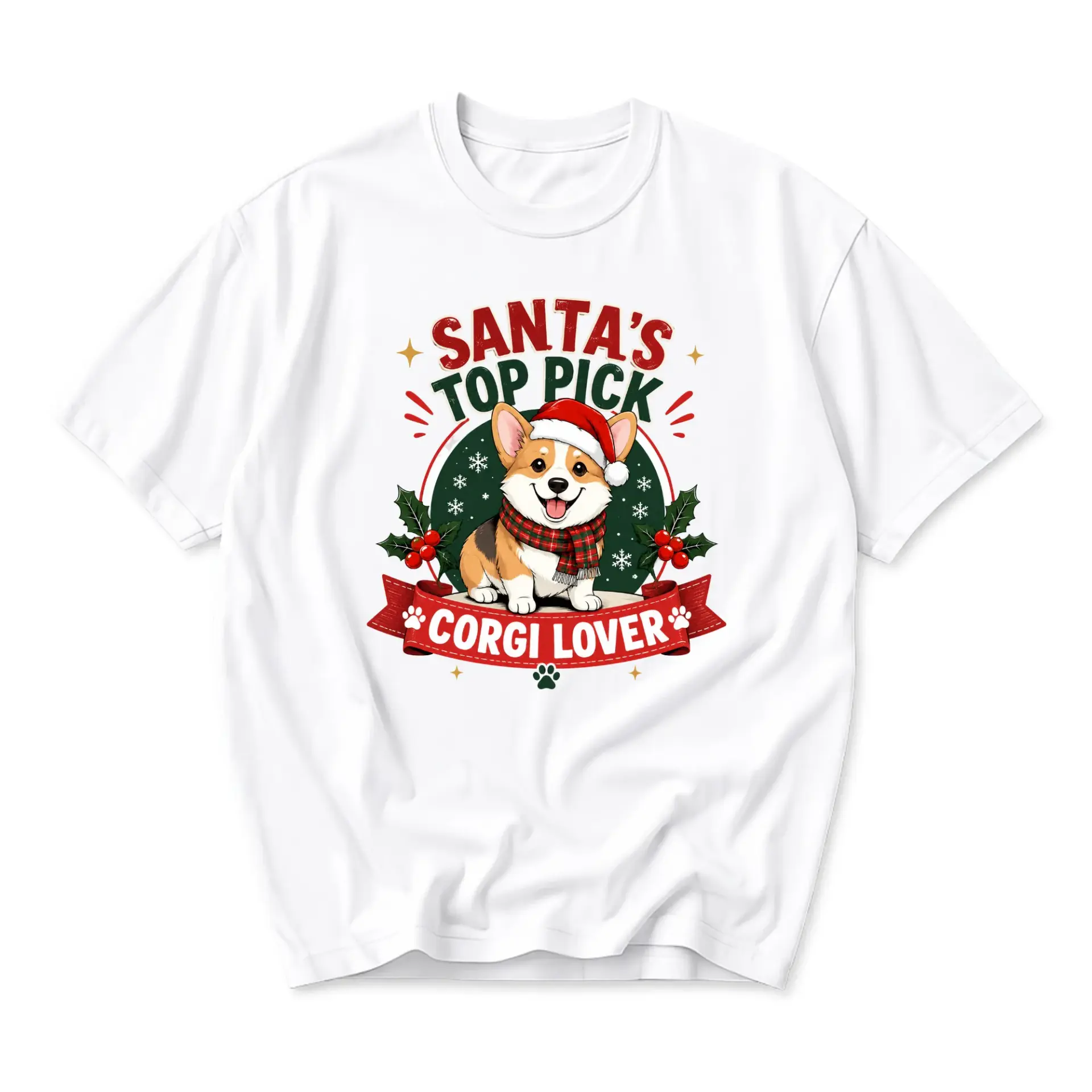 Funny Shirt Santa Top Pick Graphic Tee Cute Holiday Dog Illustration Unisex
