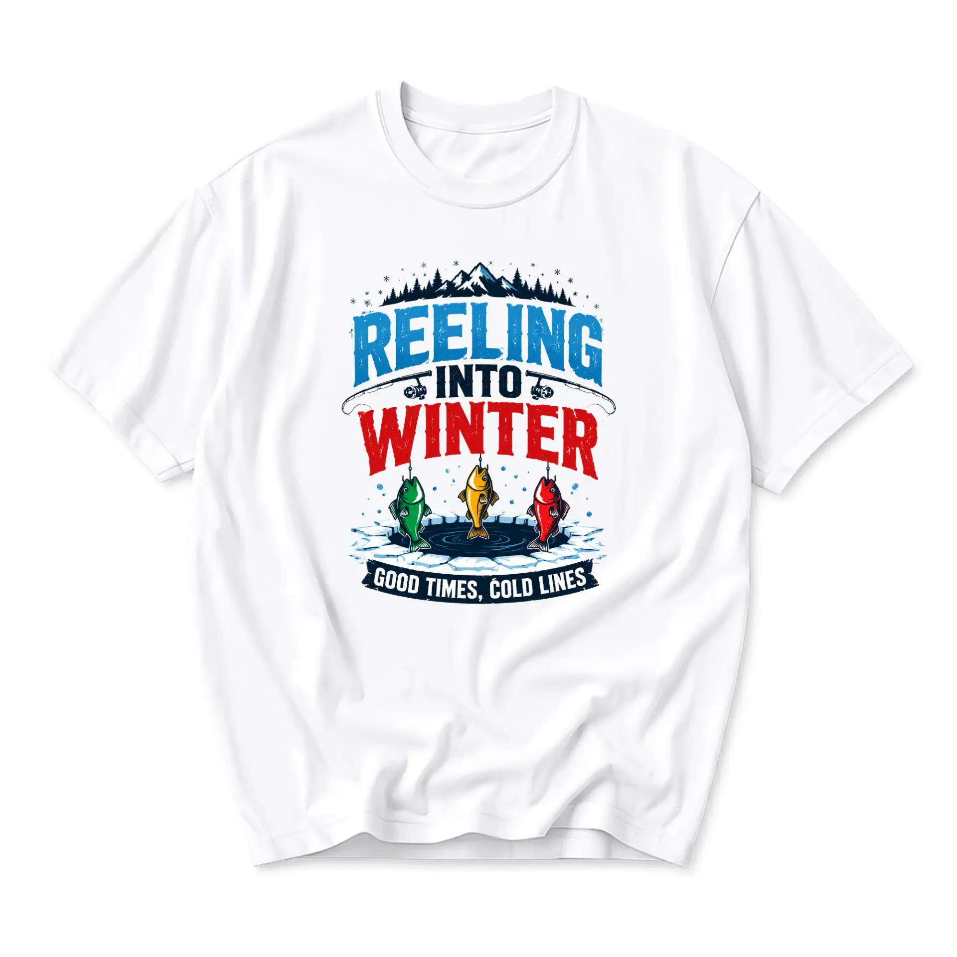 Graphic Tee Reeling into Fishing Shirt Funny Outdoors Unisex Crew Neck