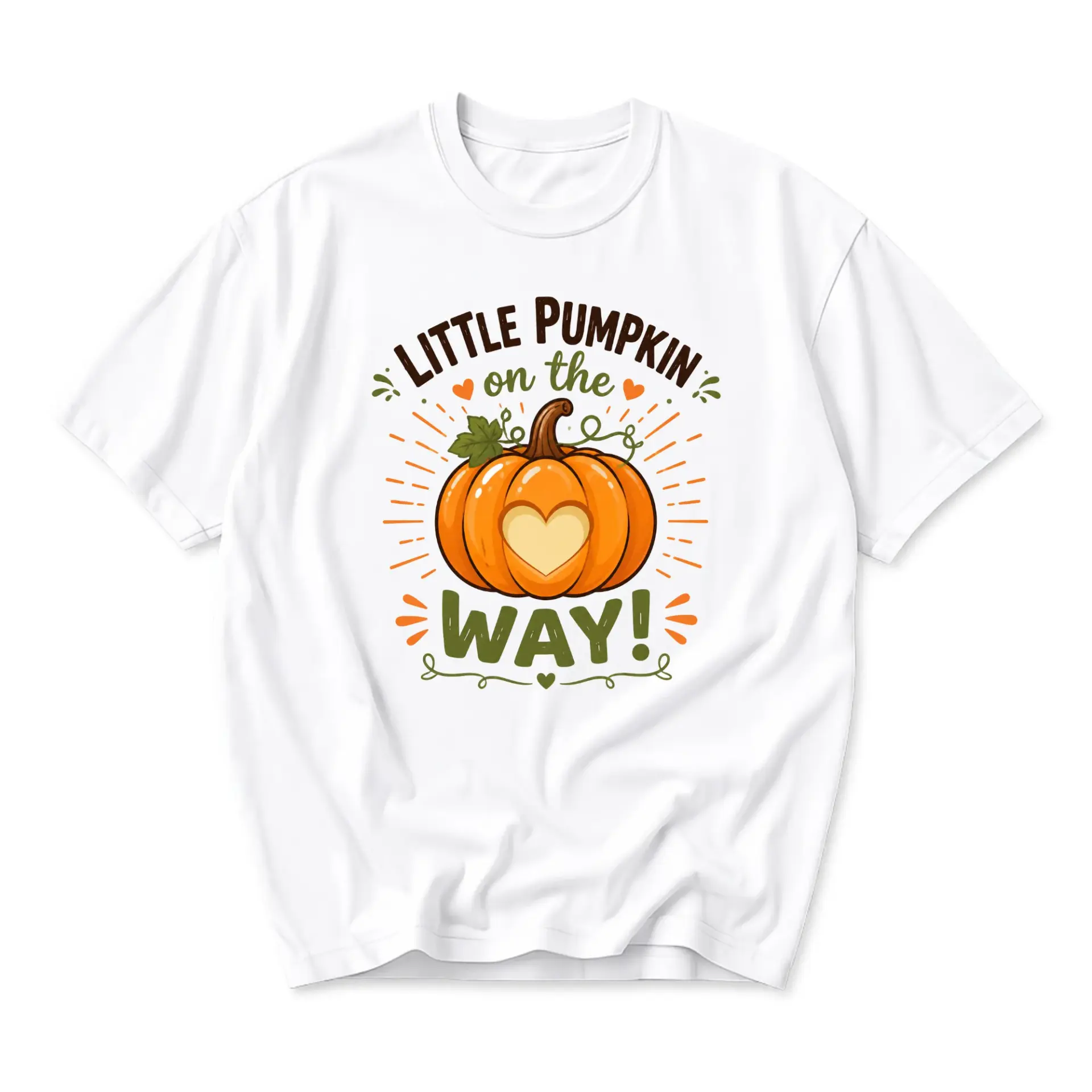 T-shirt Little Pumpkin on the Way Graphic Tee Unisex Seasonal Fall Apparel Autumn Inspired Crew Neck Cotton Shirt