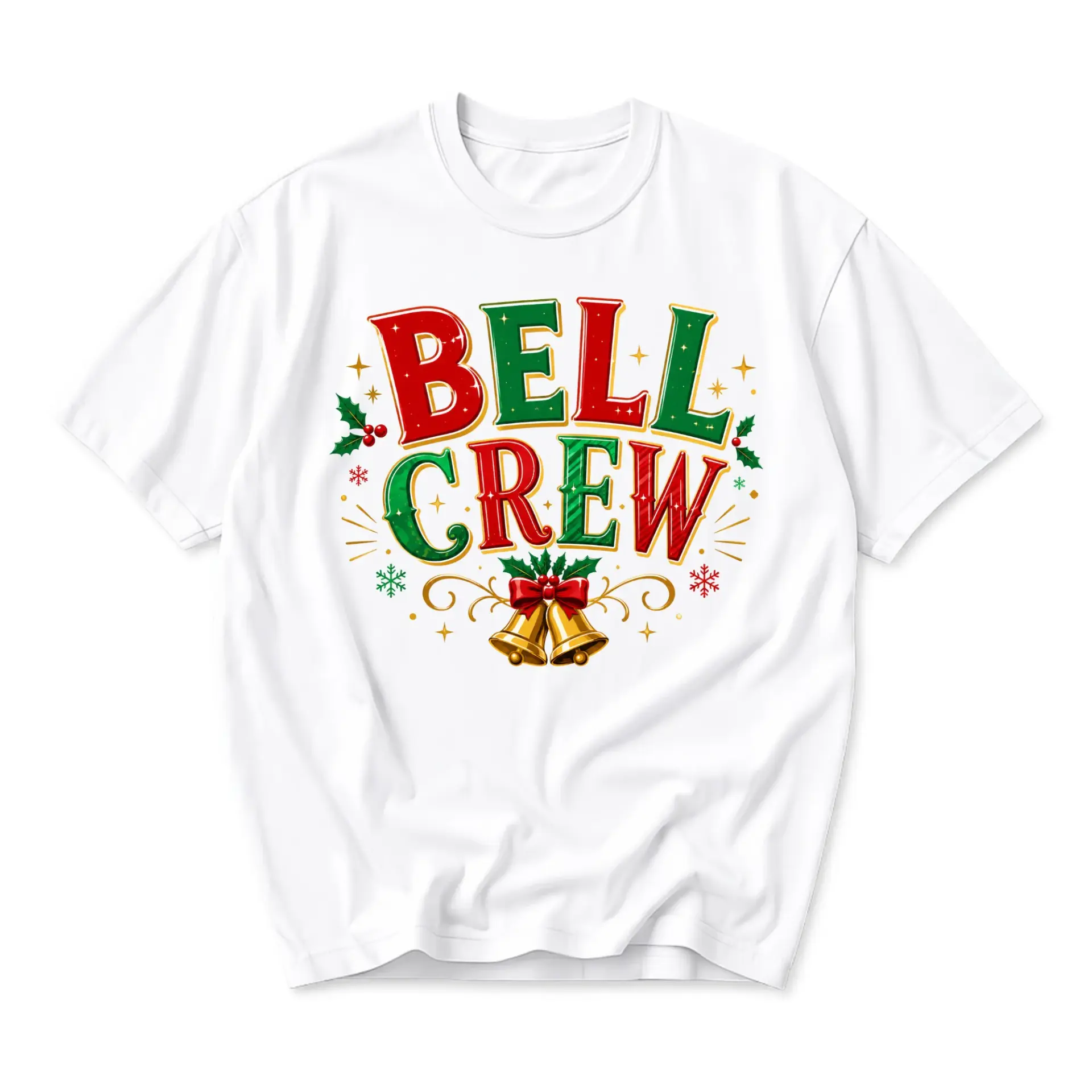 Funny Shirt Bell Crew Christmas Graphic Tee Holiday Season Unisex Neck