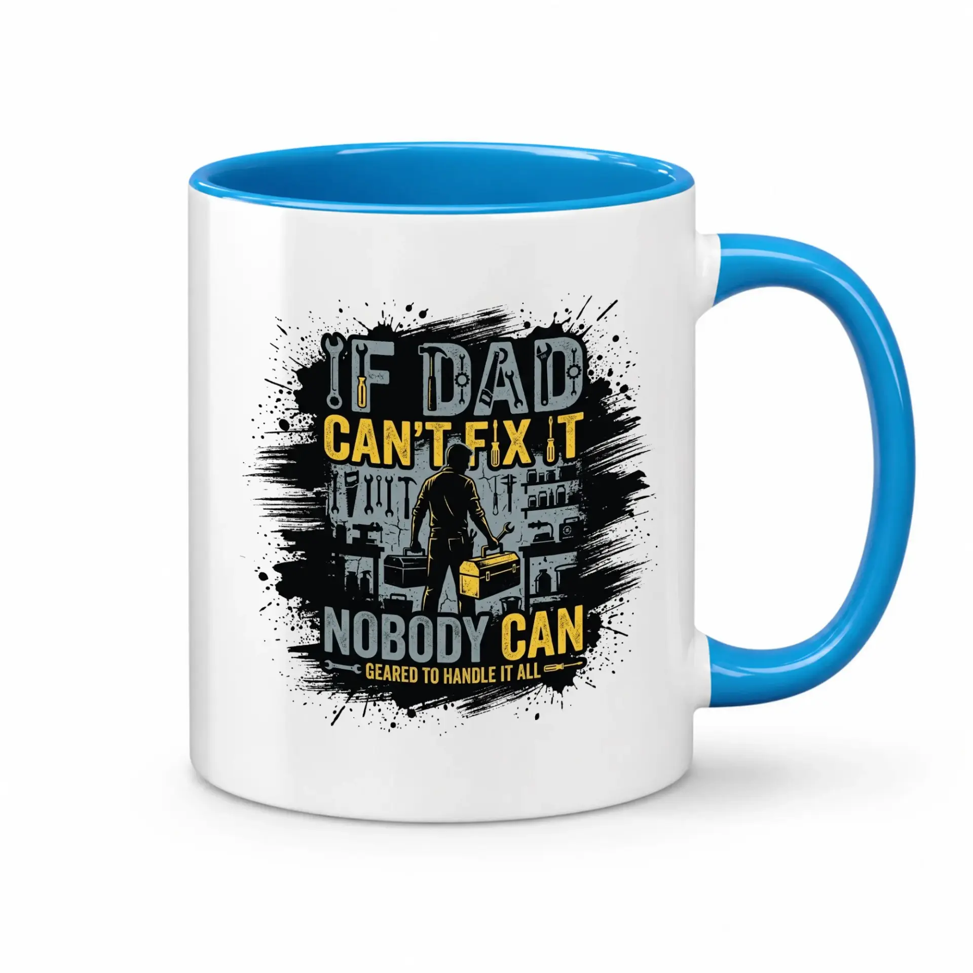 Funny Handyman Appreciation Coffee Mug Featuring Mechanic Tools Design and Inspirational Quote for Dad or Professional