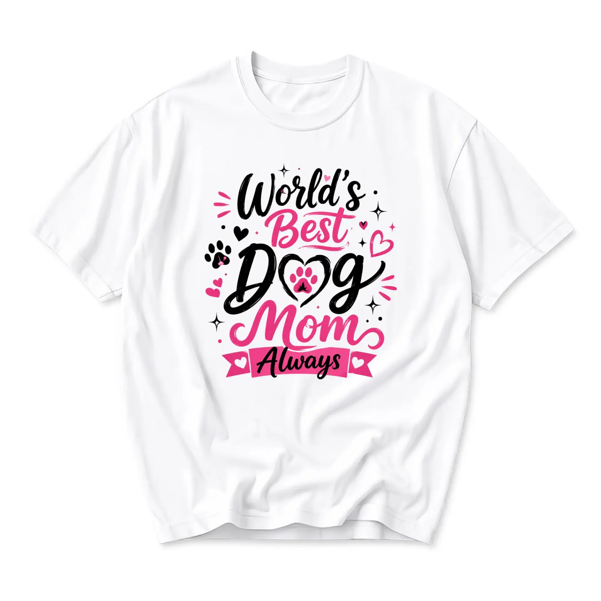 Graphic Tee World's Best Dog Mom Always Cute Pet Lover Casual Unisex Crew