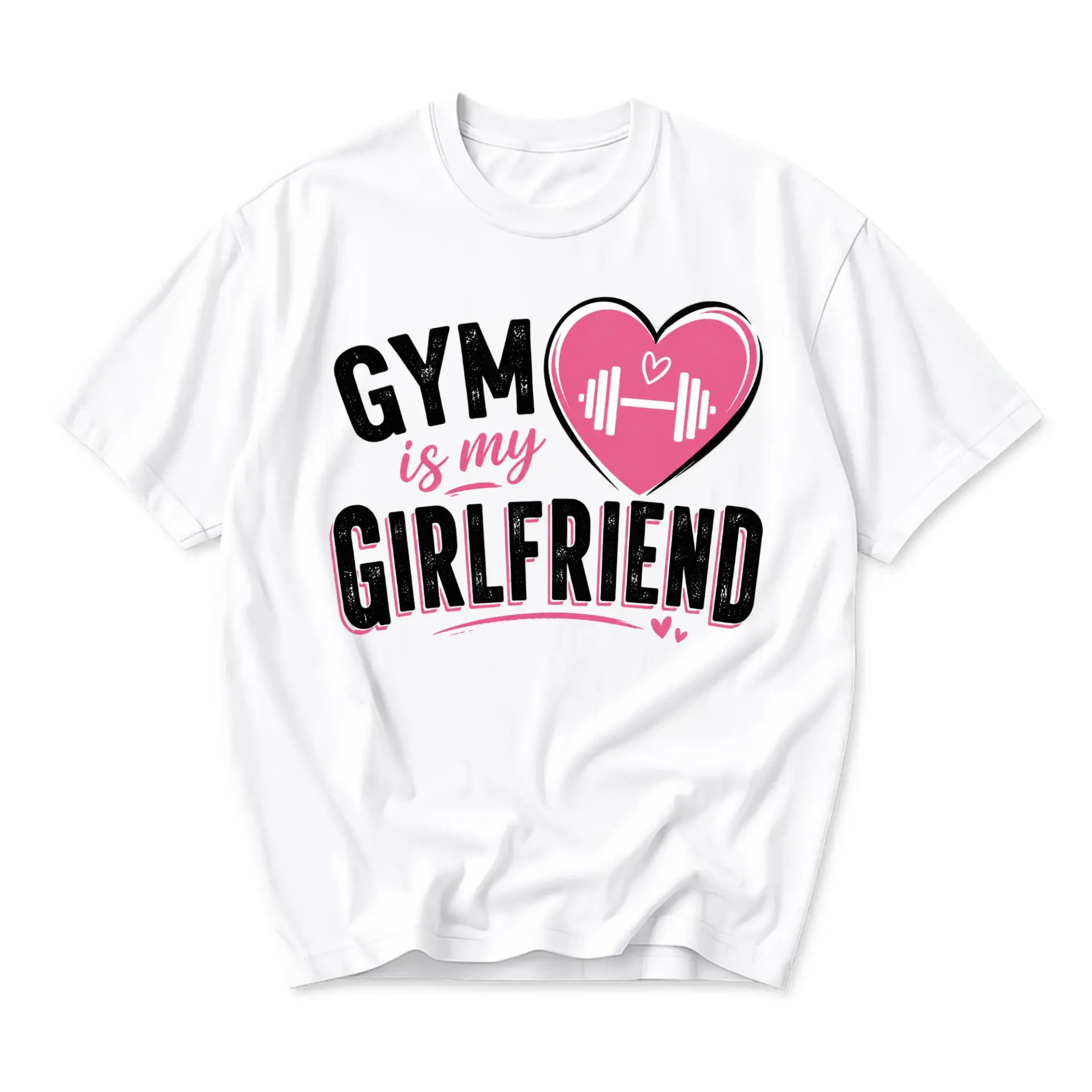 Funny Shirt Gym Is My Girlfriend Graphic Tee for Fitness Enthusiasts Unisex Crew Neck Casual Cotton Soft Apparel