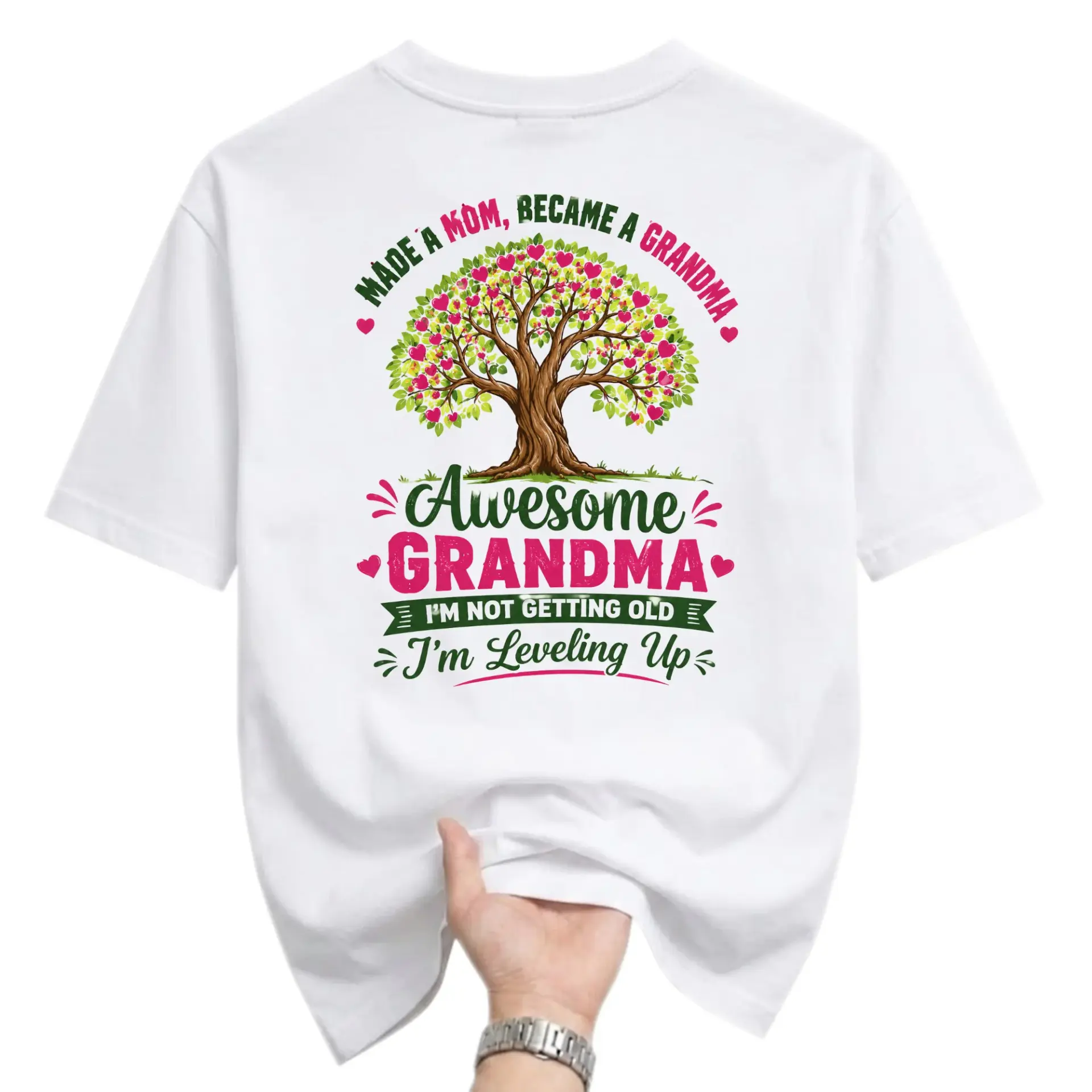 Funny Shirt Awesome Grandma Leveling up Graphic Tee Unisex Casual Crew Neck Comfortable Cotton Blend Everyday Apparel