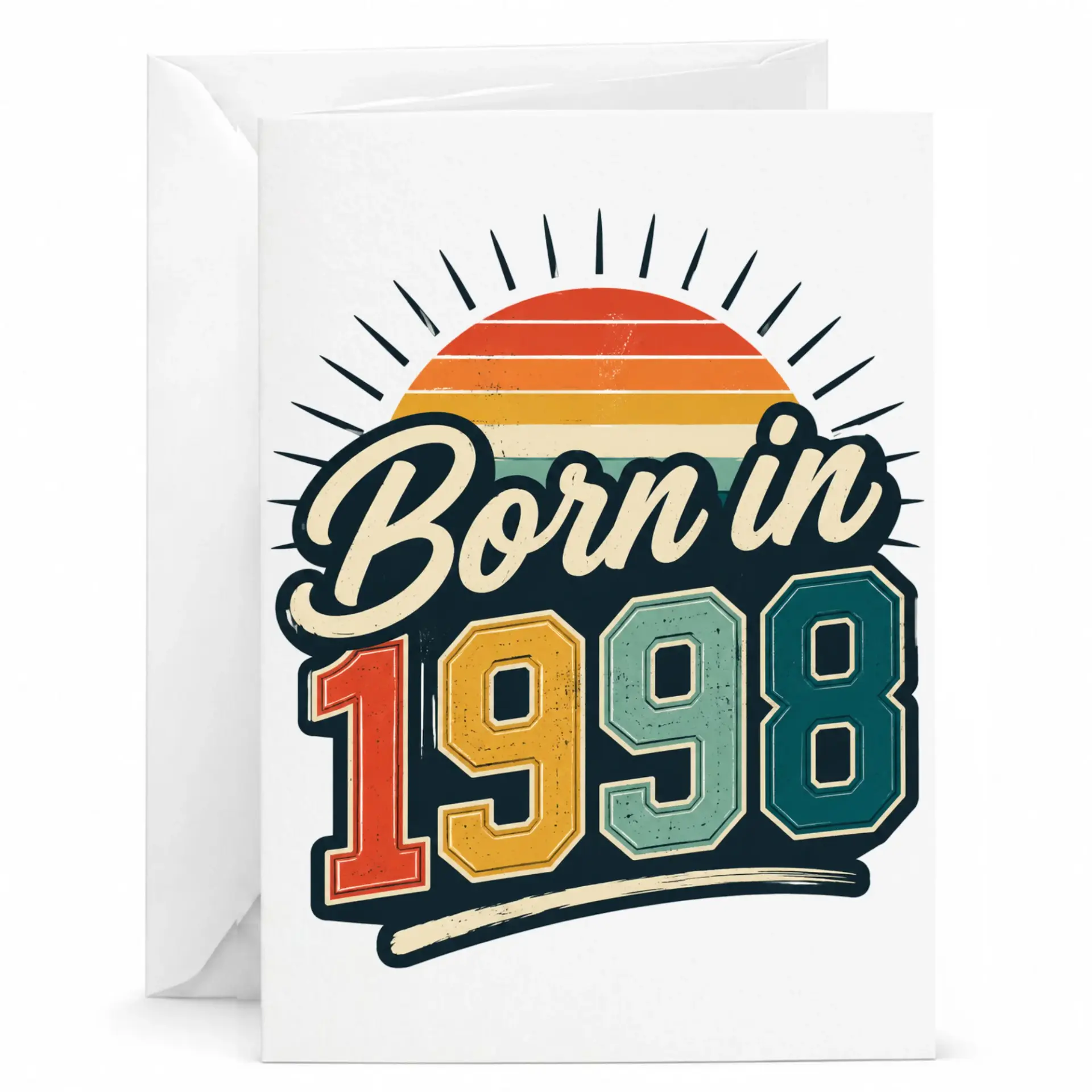 Birthday Card Born in 1998 Vintage Retro Style Greeting Card for Milestone Celebration and Birthday Keepsake