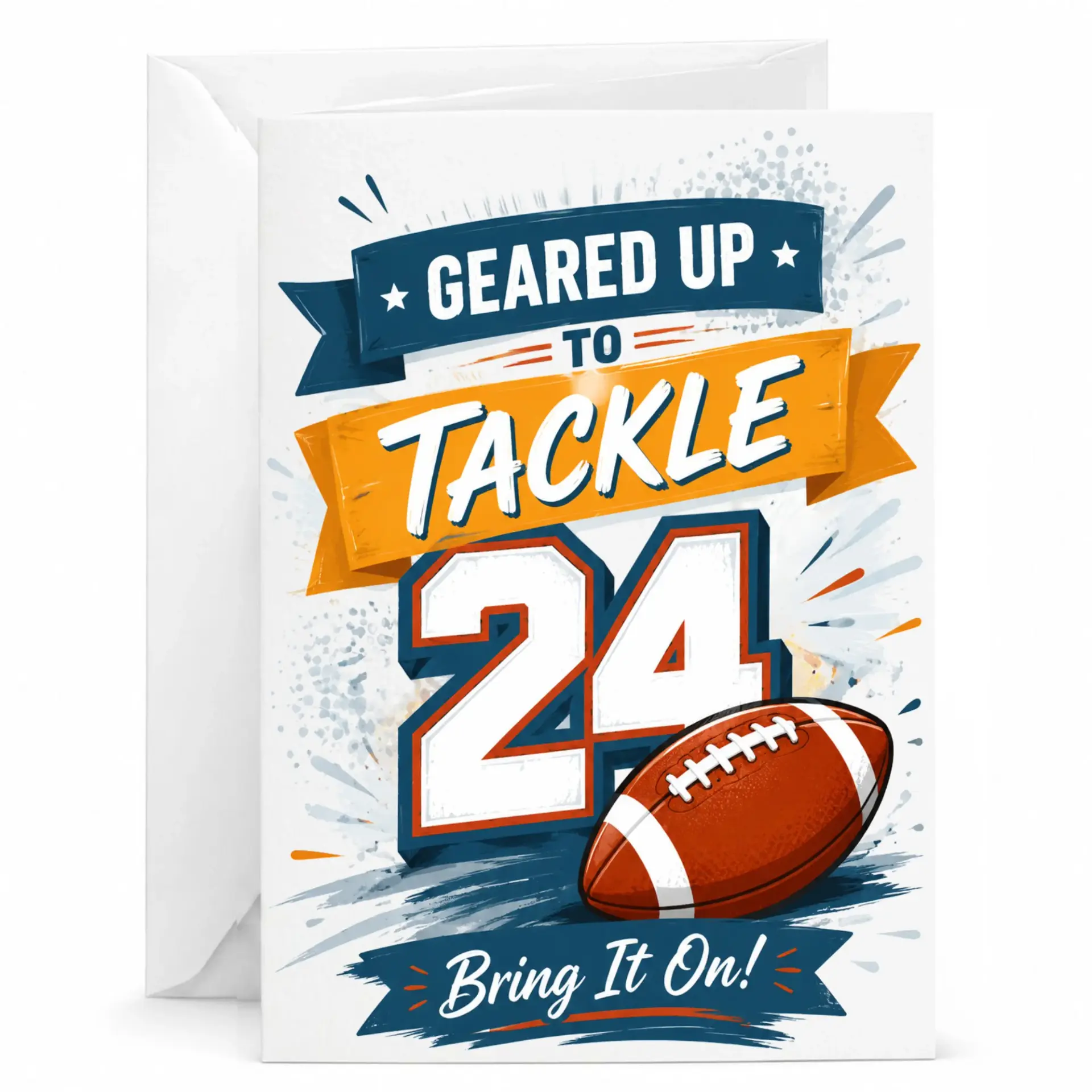 Funny Football Birthday Card Geared up to Tackle 24 Sports Themed Greeting Card for Enthusiasts with Envelope