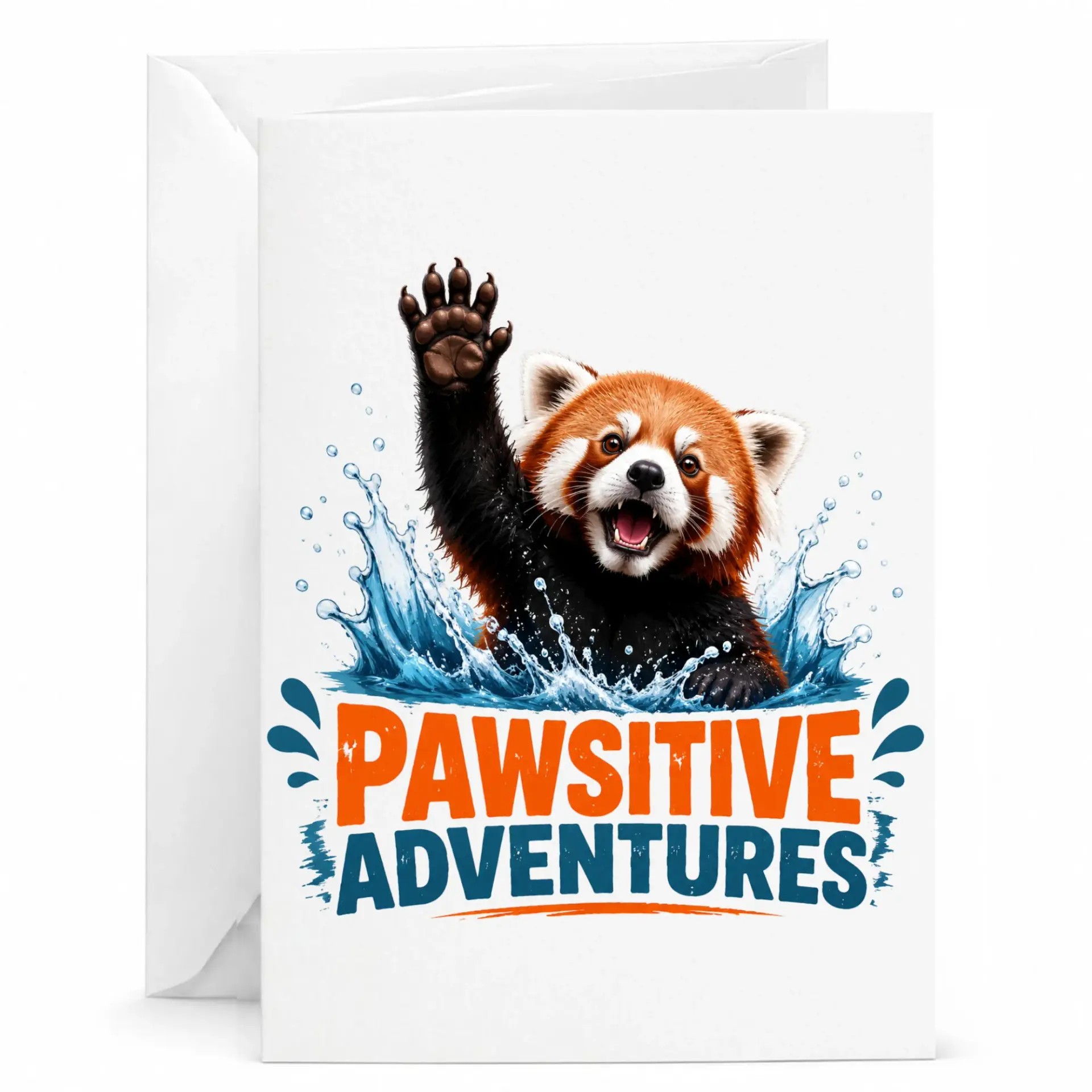 Greeting Card Pawsitive Funny Red Panda Animal Illustration for Enthusiasts Who Love Nature and Cute