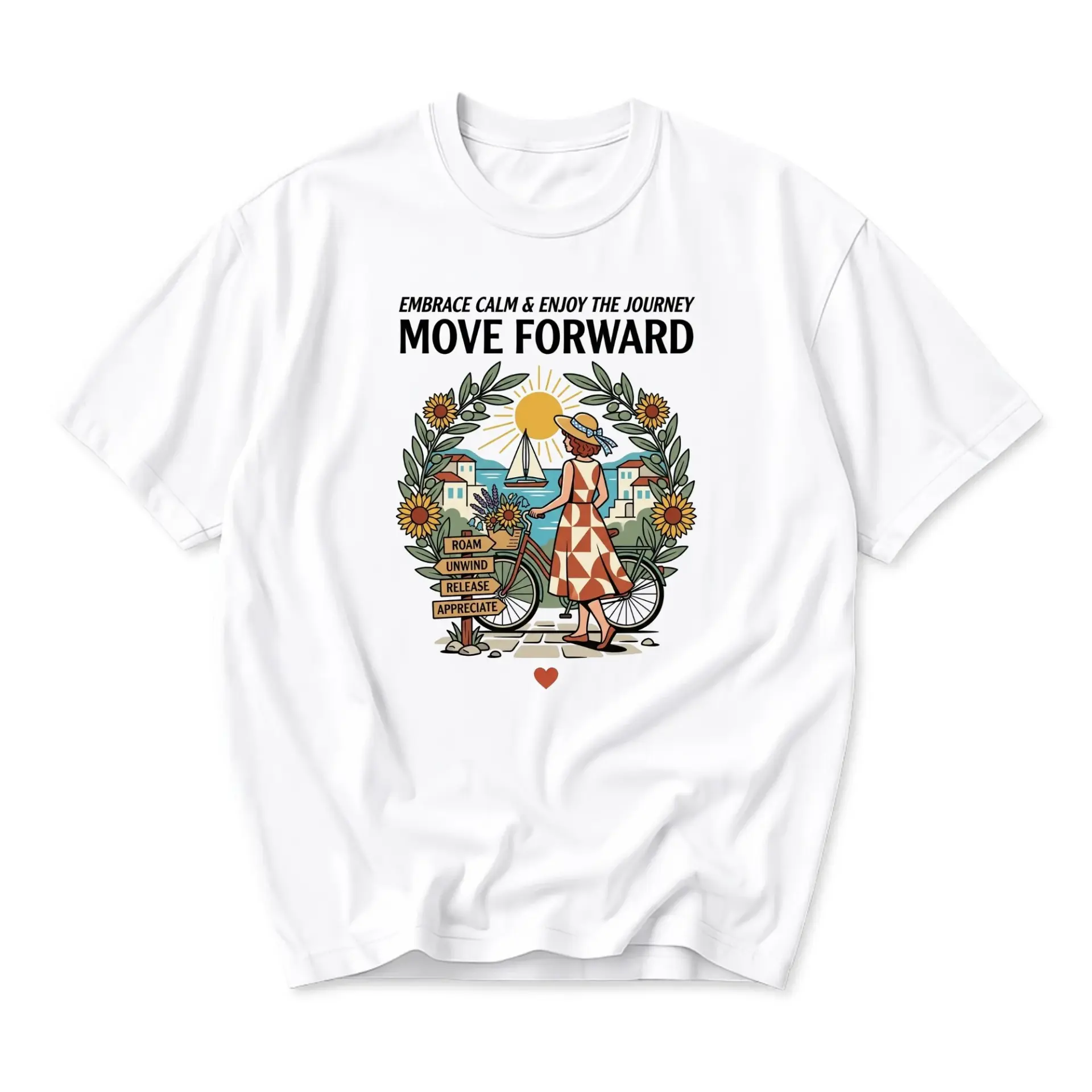 T-shirt Embrace Calm Enjoy the Journey Graphic Tee Move Forward Travel Aesthetic Inspirational Nature Inspired Top
