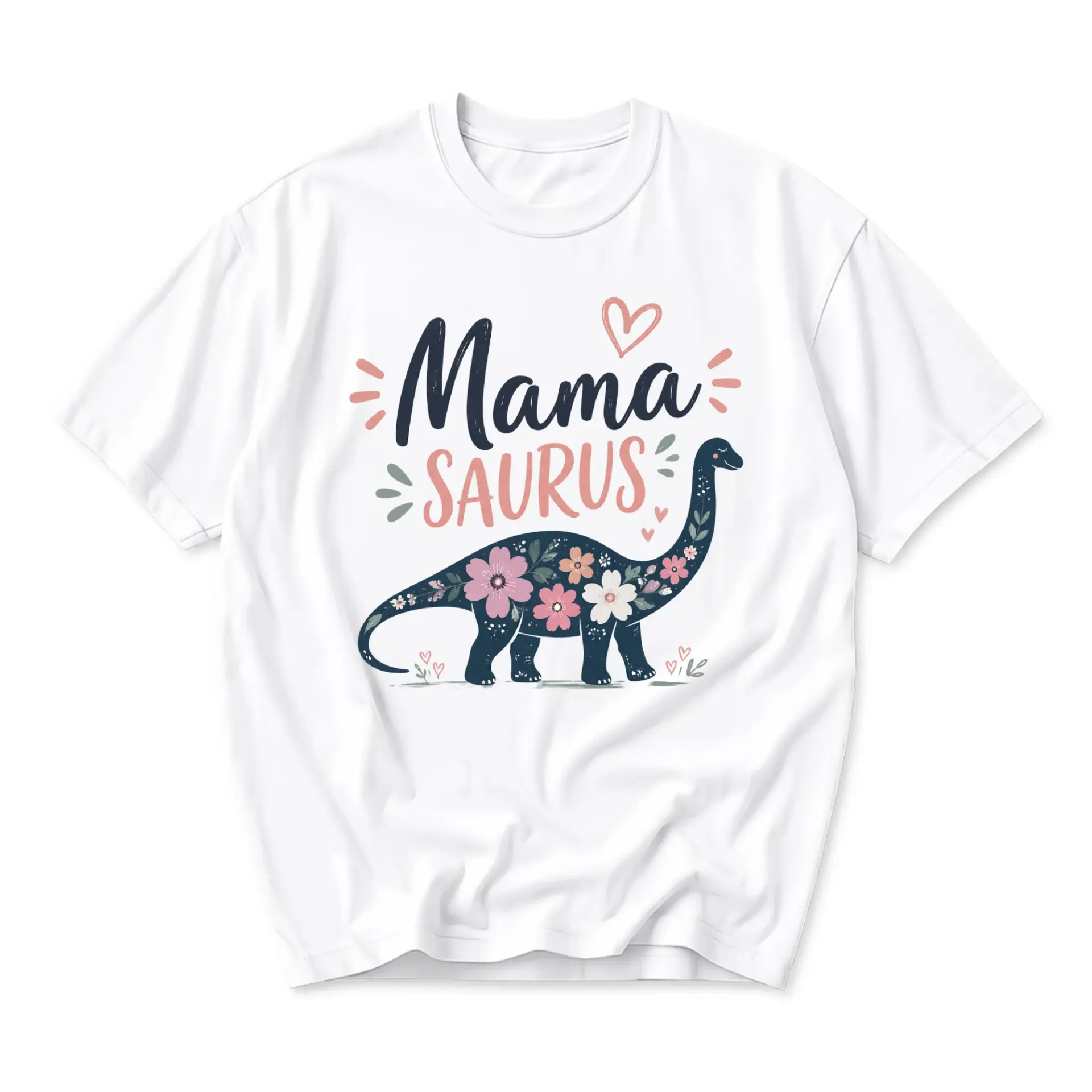 Graphic Tee Mama Saurus Floral Dinosaur Unisex Crew Neck Cotton Blend