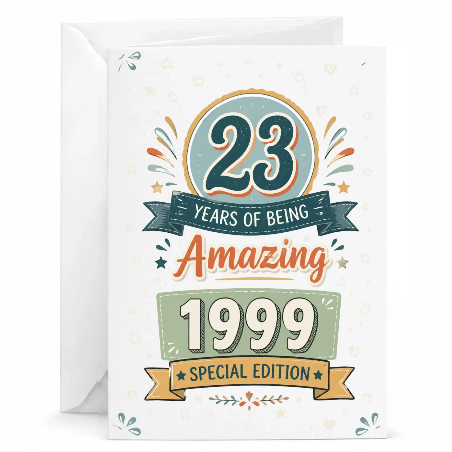 Birthday Card 23 Years of Being Amazing 1999 Special Edition Retro Style Anniversary Celebration Greeting Card