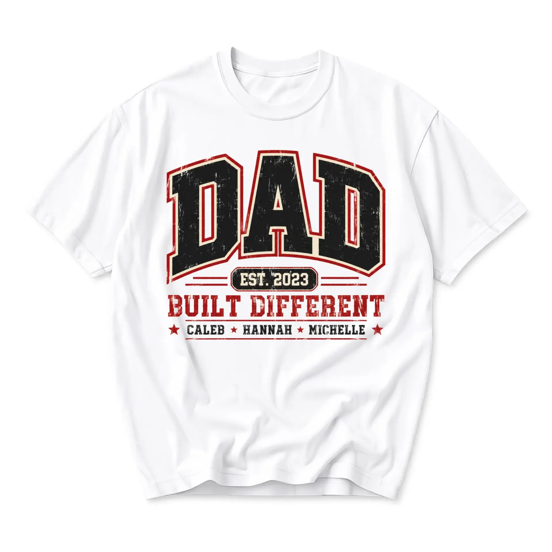 Graphic Tee Dad Est 2023 Built Different Personalized Style Unisex Crew Neck Casual Everyday Printed T-Shirt White