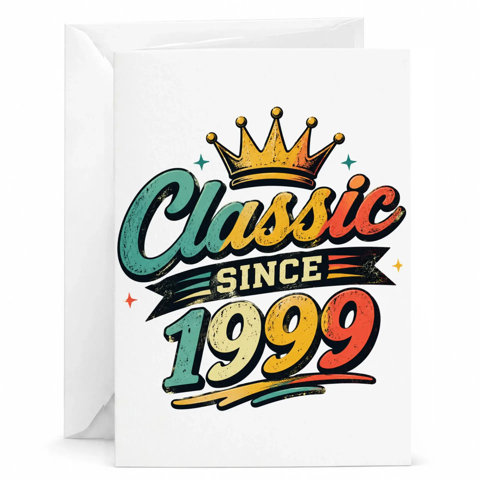 Birthday Card Classic Since 1999 Vintage Retro Style Greeting Card for Birthday Anniversary Milestone Celebration