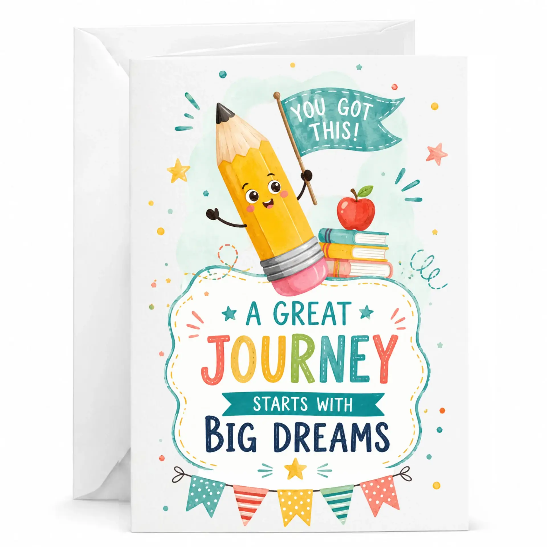Greeting Card with Funny Pencil Illustration a Great Starts Big Dreams for Encouragement and Support