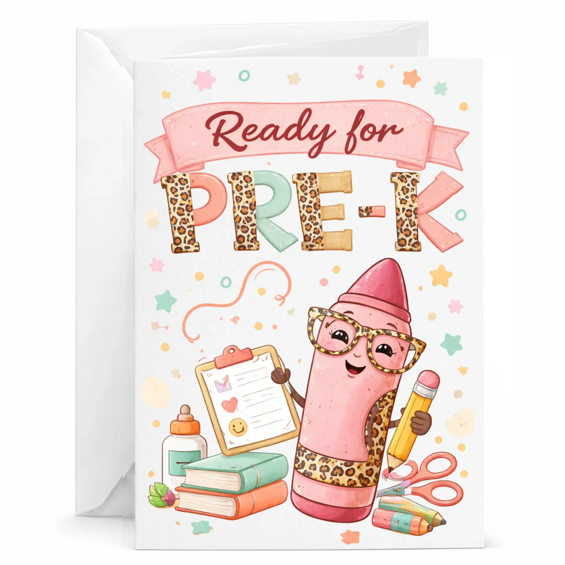 Personalized Greeting Card for School Supplies Stationery Design