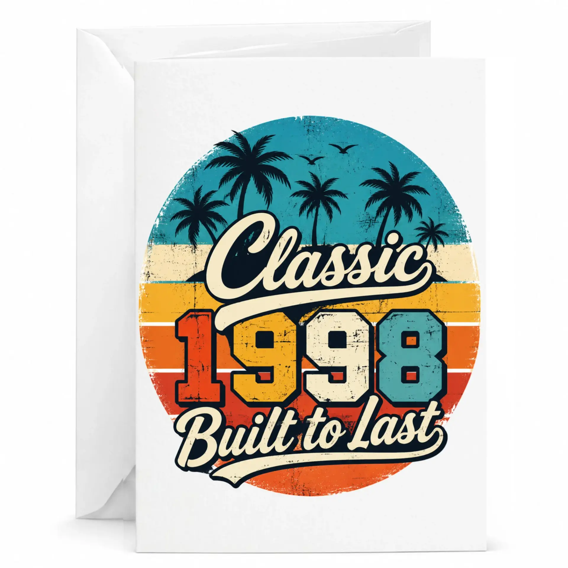 Greeting Card Classic 1998 Built to Last Vintage Sunset Style Birthday Milestone Celebration Stationary Note Card
