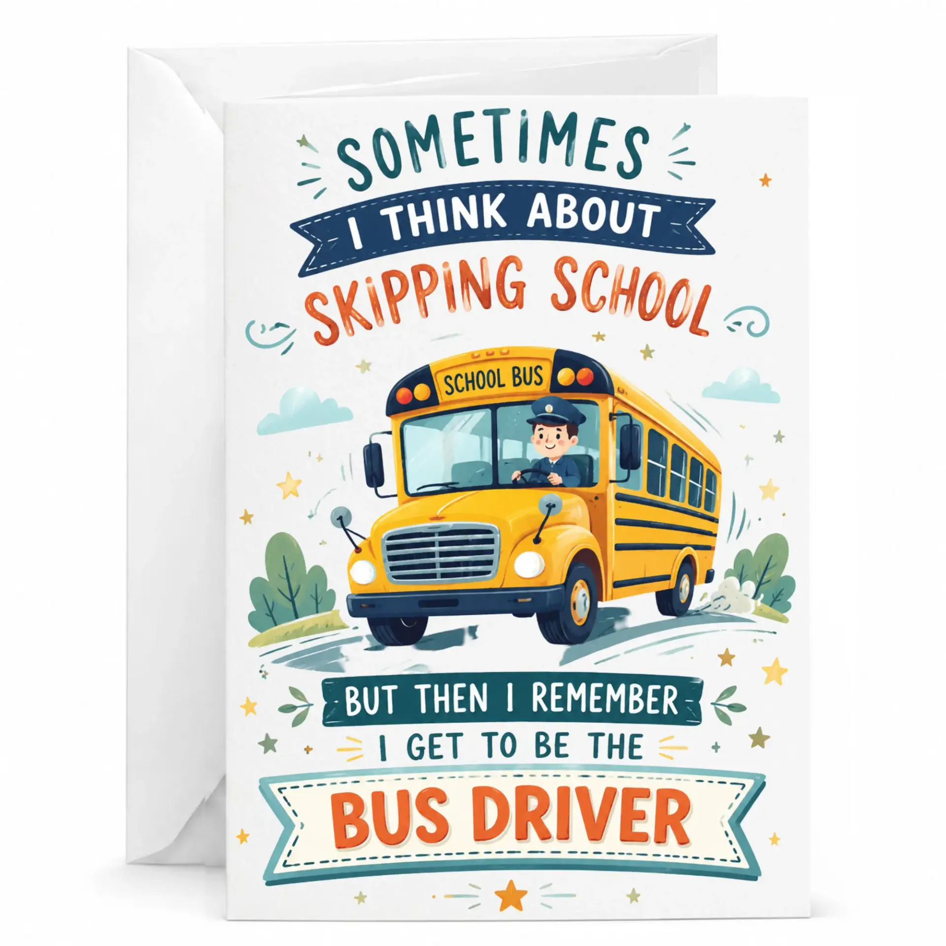 Funny Bus Driver Greeting Card Humorous Transportation Themed for Professional Recognition and Appreciation