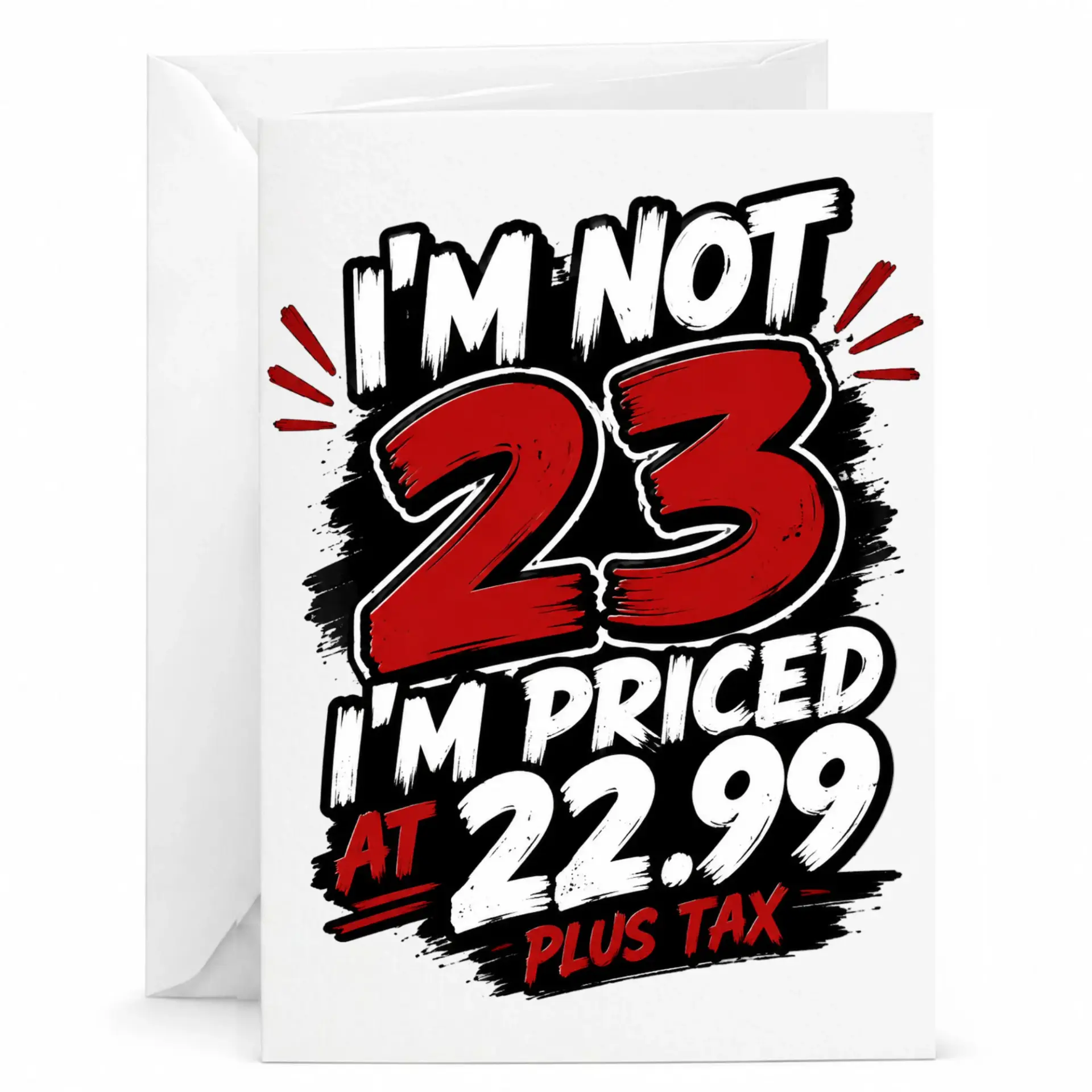 Funny Birthday Card I Am Not 23 I Am Priced at 22.99 Plus Tax Joke Greeting Card for Milestone Birthday Celebrations