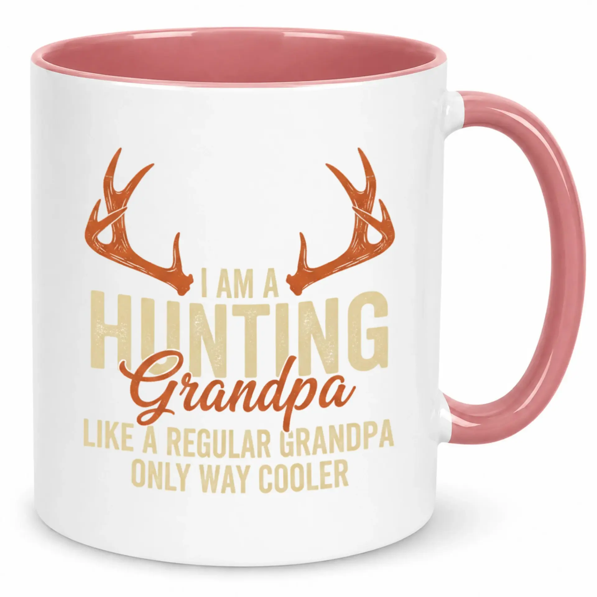 Funny Hunting Grandpa Ceramic Coffee Mug with Antlers Design, Unique Drinkware for Grandfathers Who Love to Hunt, Way Cooler Gift Idea
