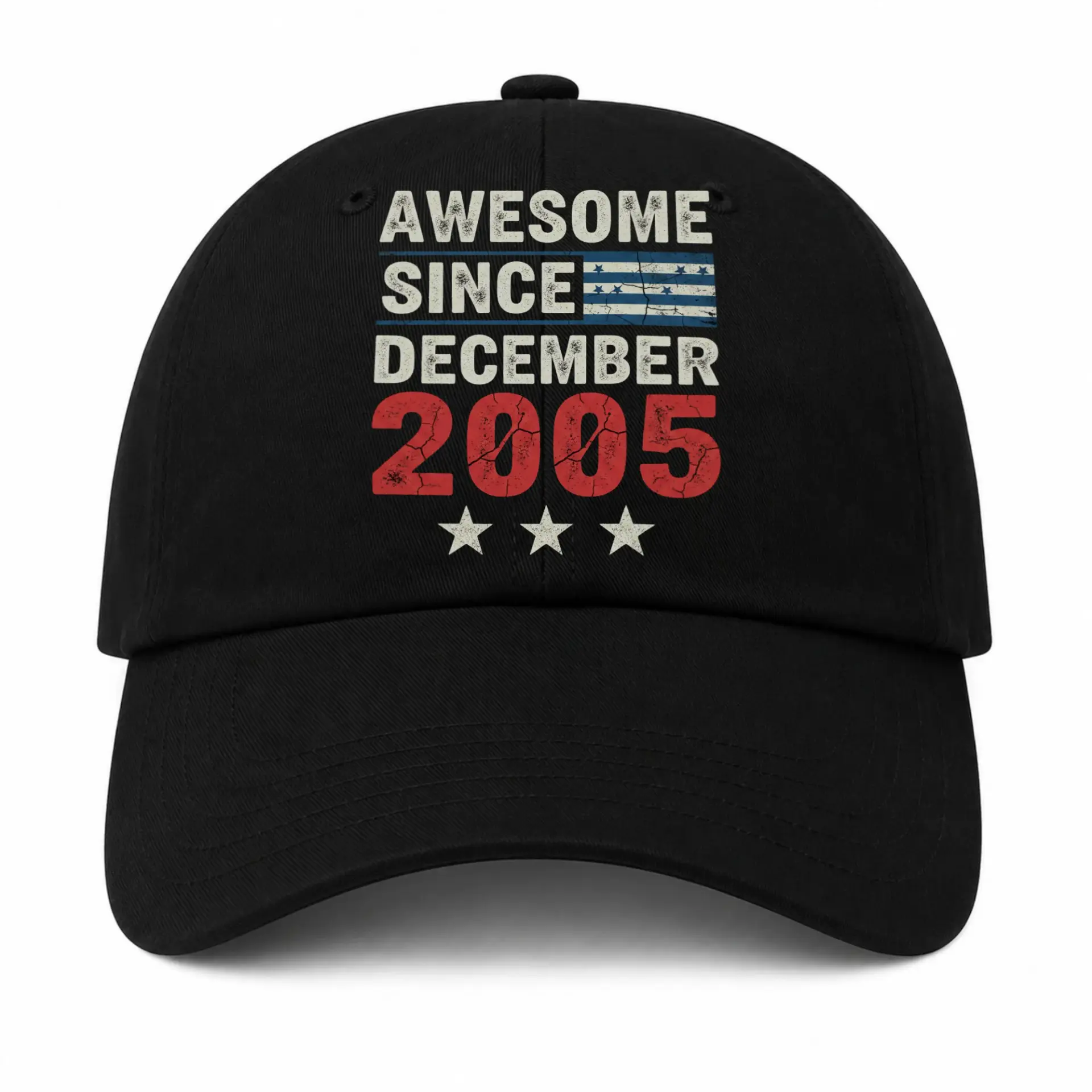 Risk: Image Contains a Hat, Not a Sticker, and Includes Birth Year/national Emblem Elements Which Could Be Flagged as Restricted Content.