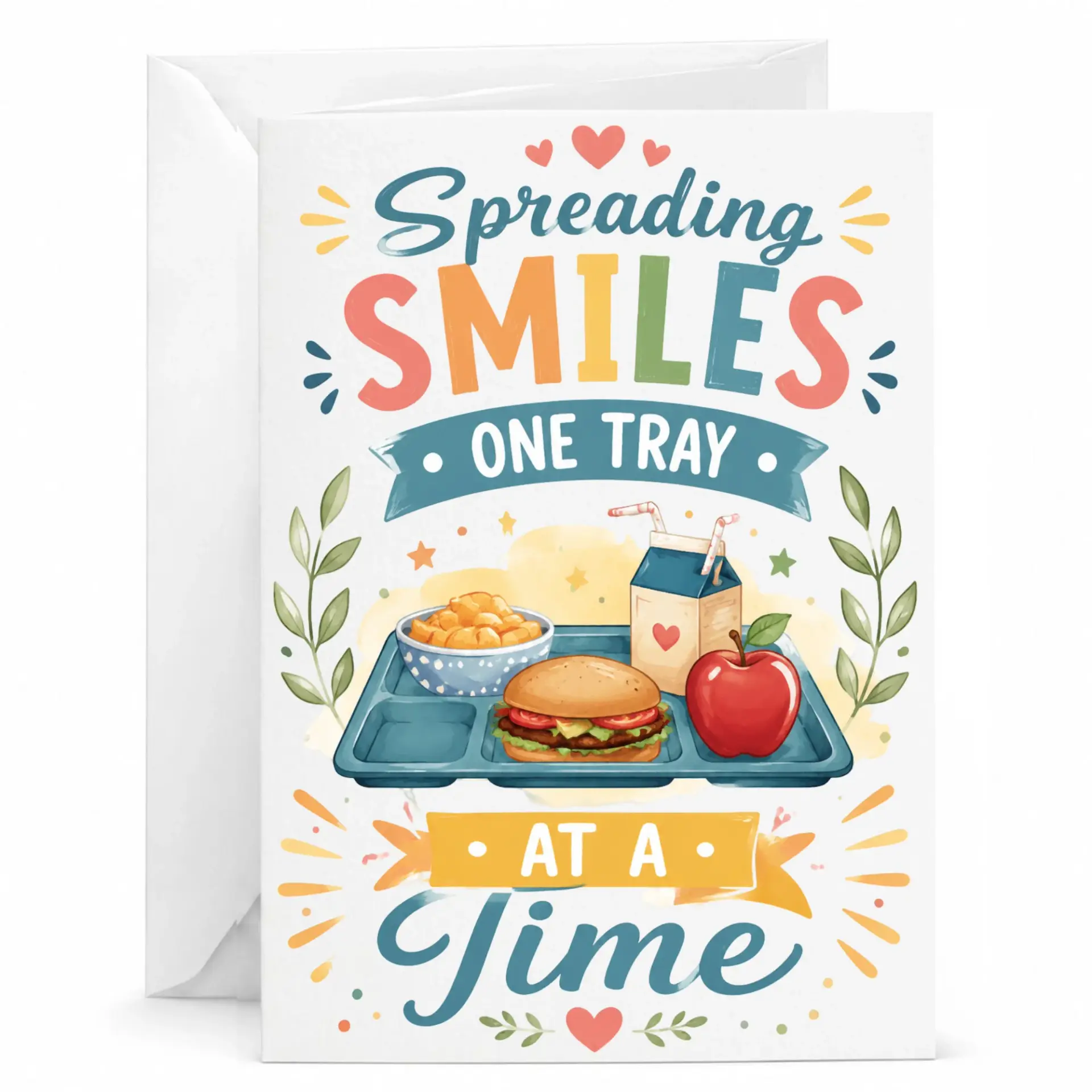 Funny School Lunch Appreciation Card Spreading Smiles One Tray at a Time Greeting Card for Service Staff Workers