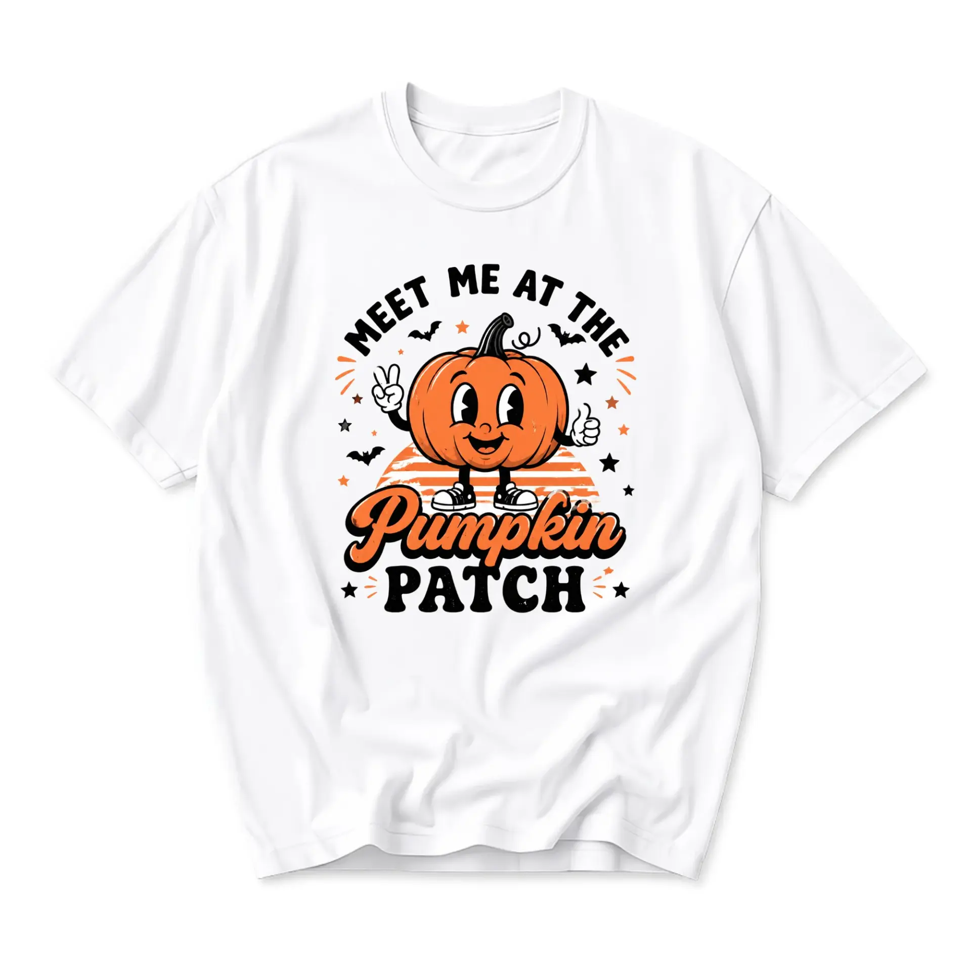 Graphic Tee Pumpkin Patch Retro Style Unisex Crew Neck Short Sleeve Shirt Fall Season Seasonal Casual Apparel