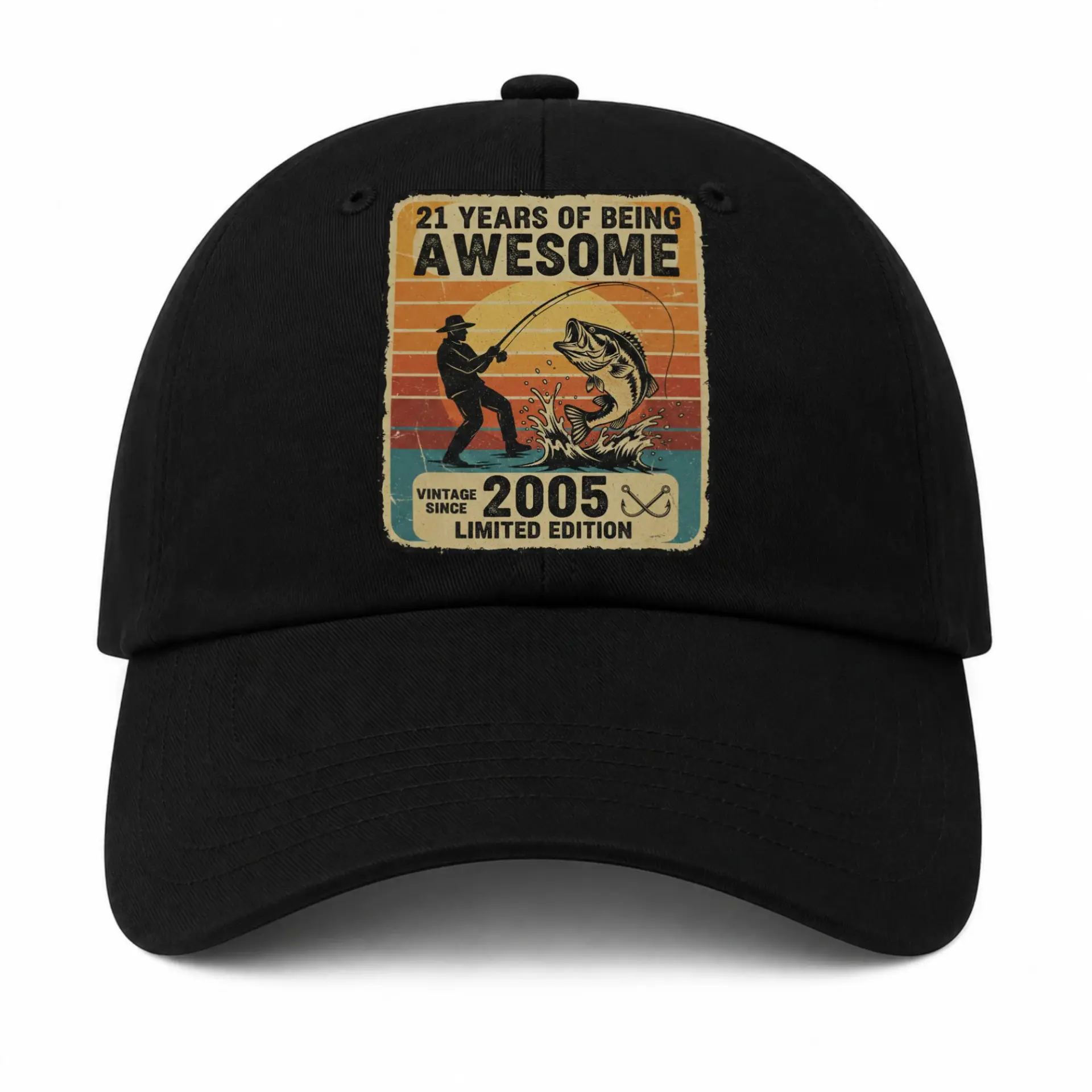 Baseball Cap 21 Years of Being Awesome Retro Fishing Themed Graphic Hat